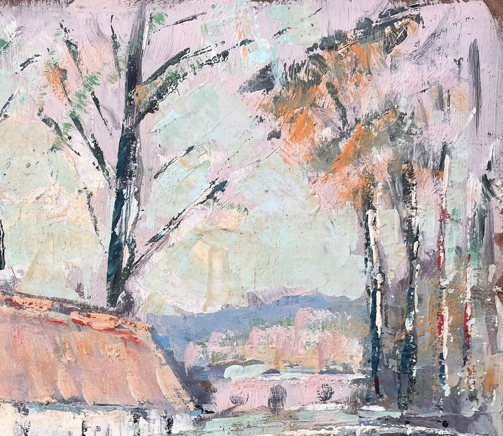 Fanch Lel; French Impressionist Oil of Thatched Farmhouse with River and Bridge - 12