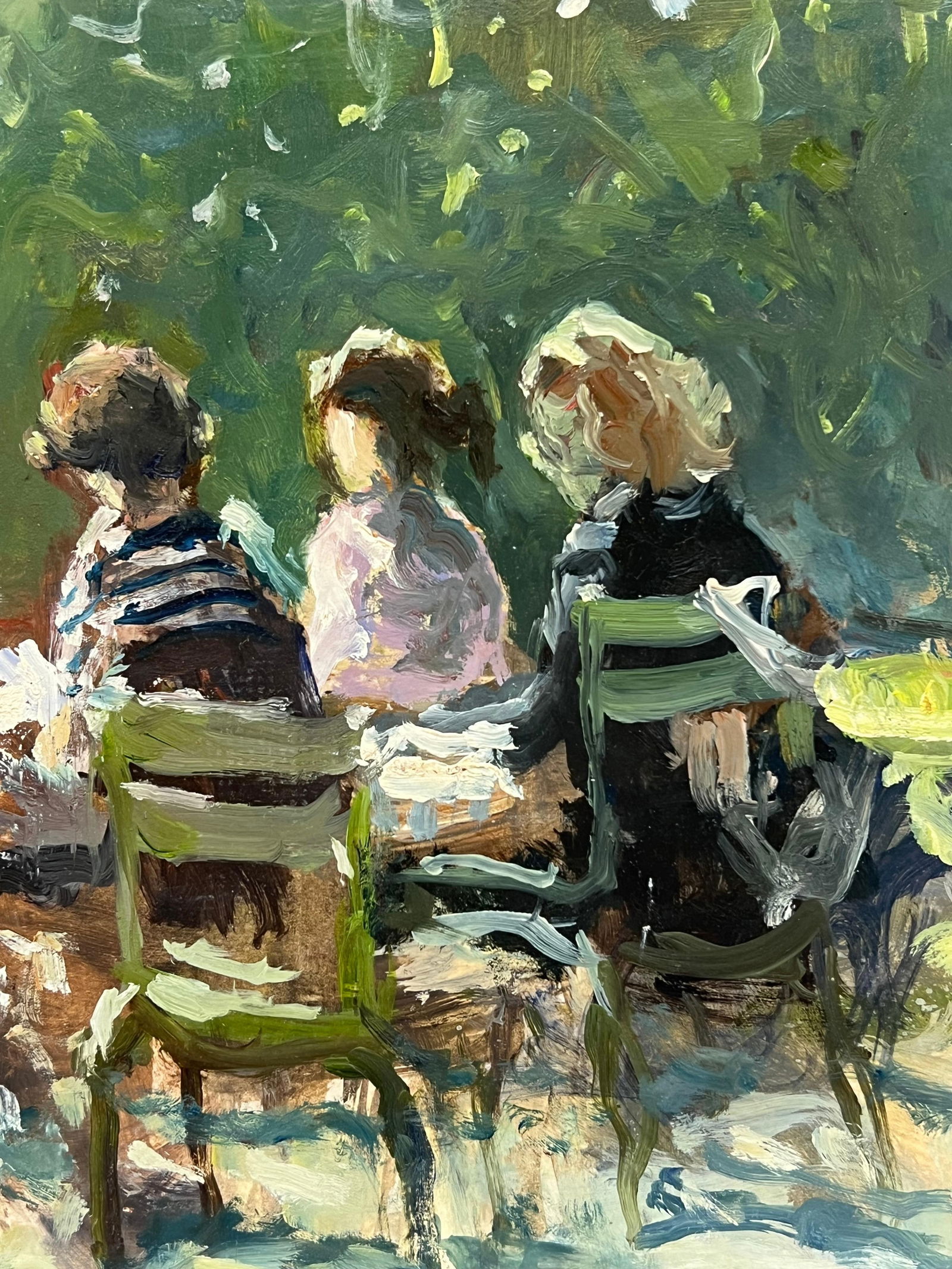 Claude Marin; Figures Seated Sunny Parisian Park 1980's Signed French Impressionist Oil, 1988 - 3