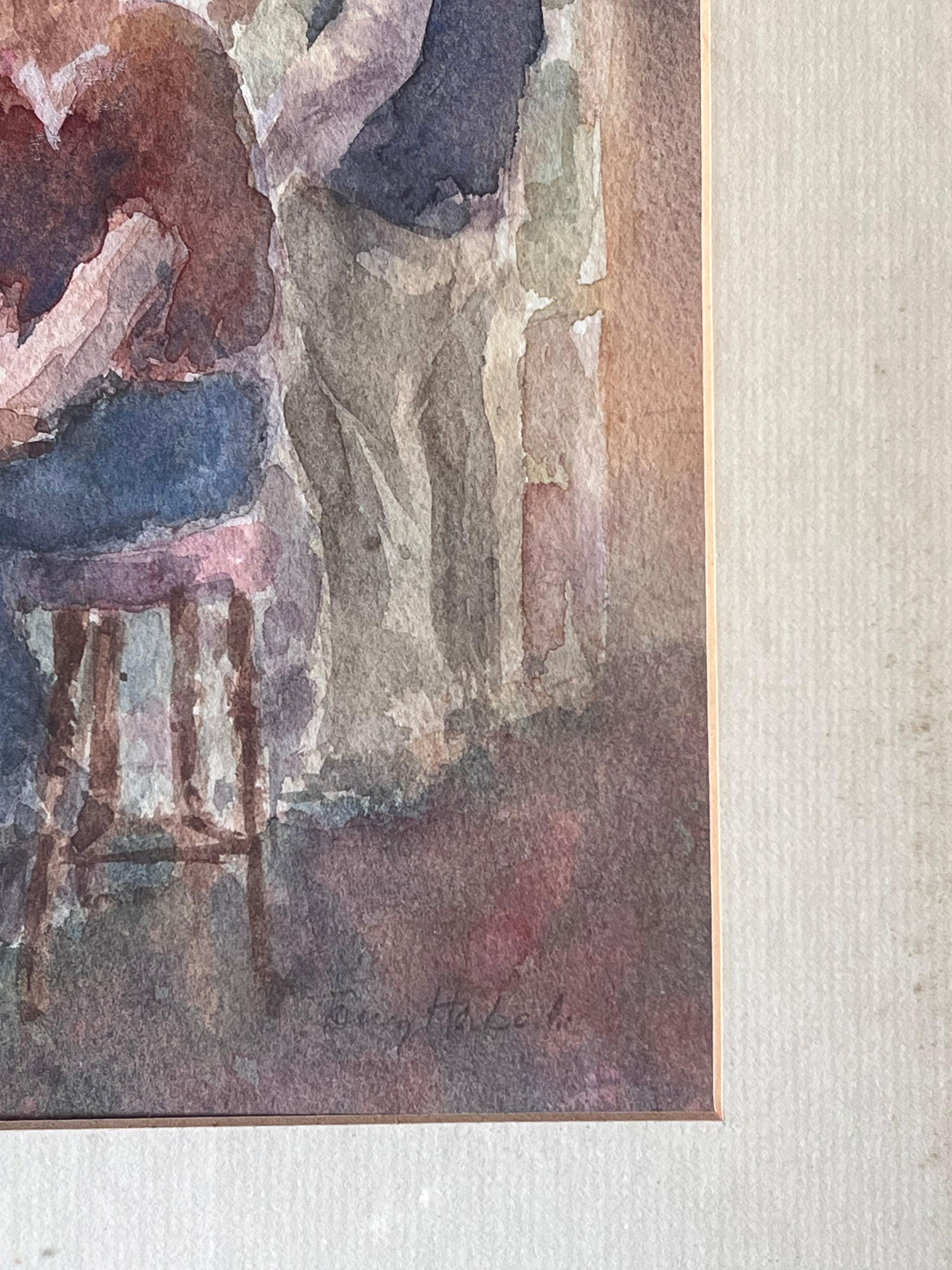 Anthony Herbert; Figures Drinking in a Cosy Wooden Warm Lit Pub British Watercolour Painting - 2