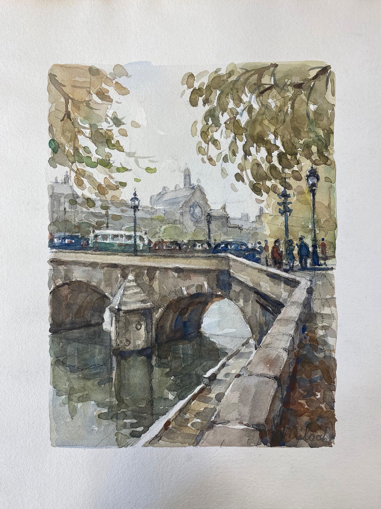 Ecole de Paris, Mid-20th Century, Parisian Scene River Seine Pont, 1940s - 15