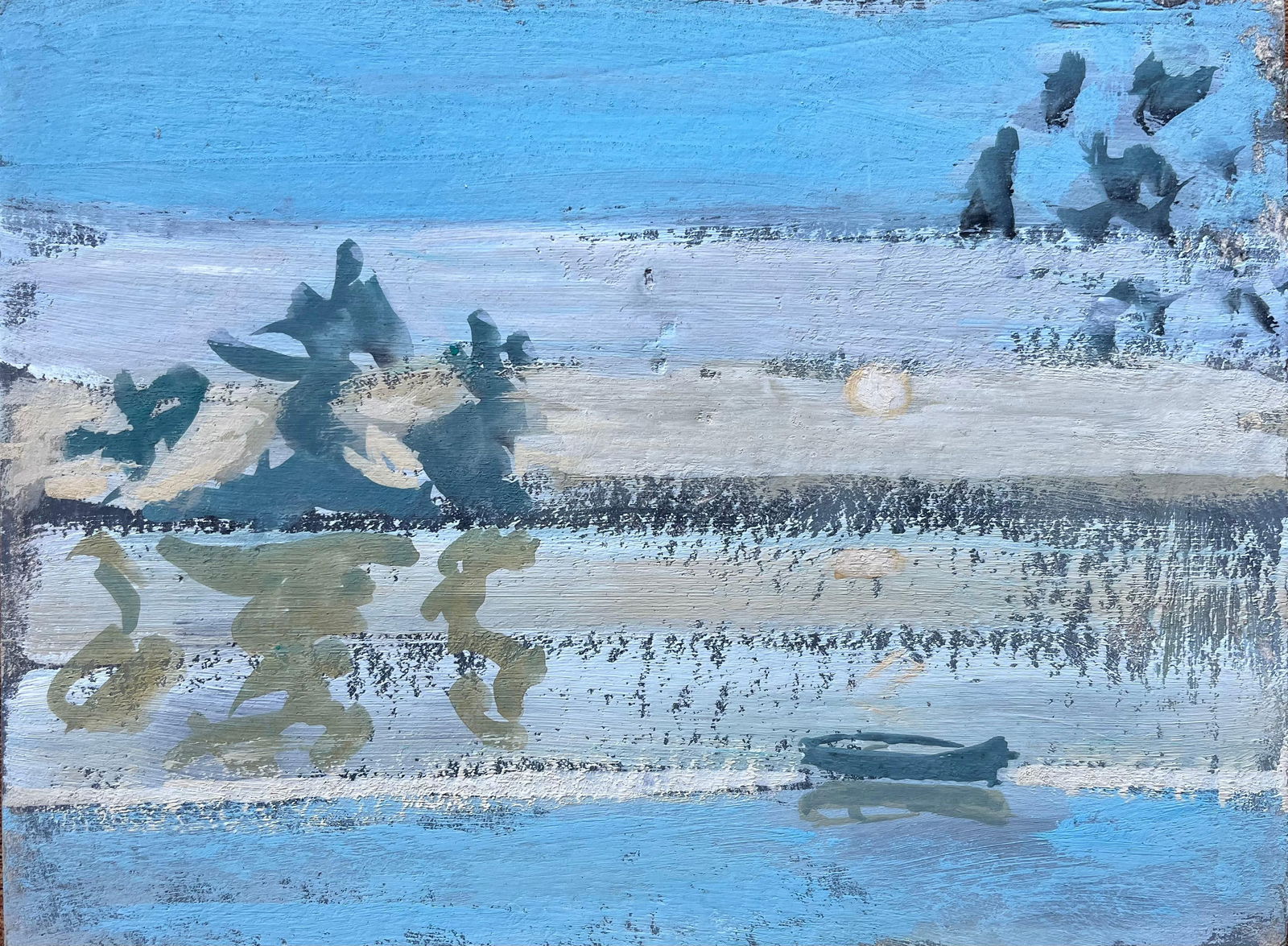 Fanch Lel; French Impressionist Piece of Reflections Over Still Lake with Boat and Trees - 7