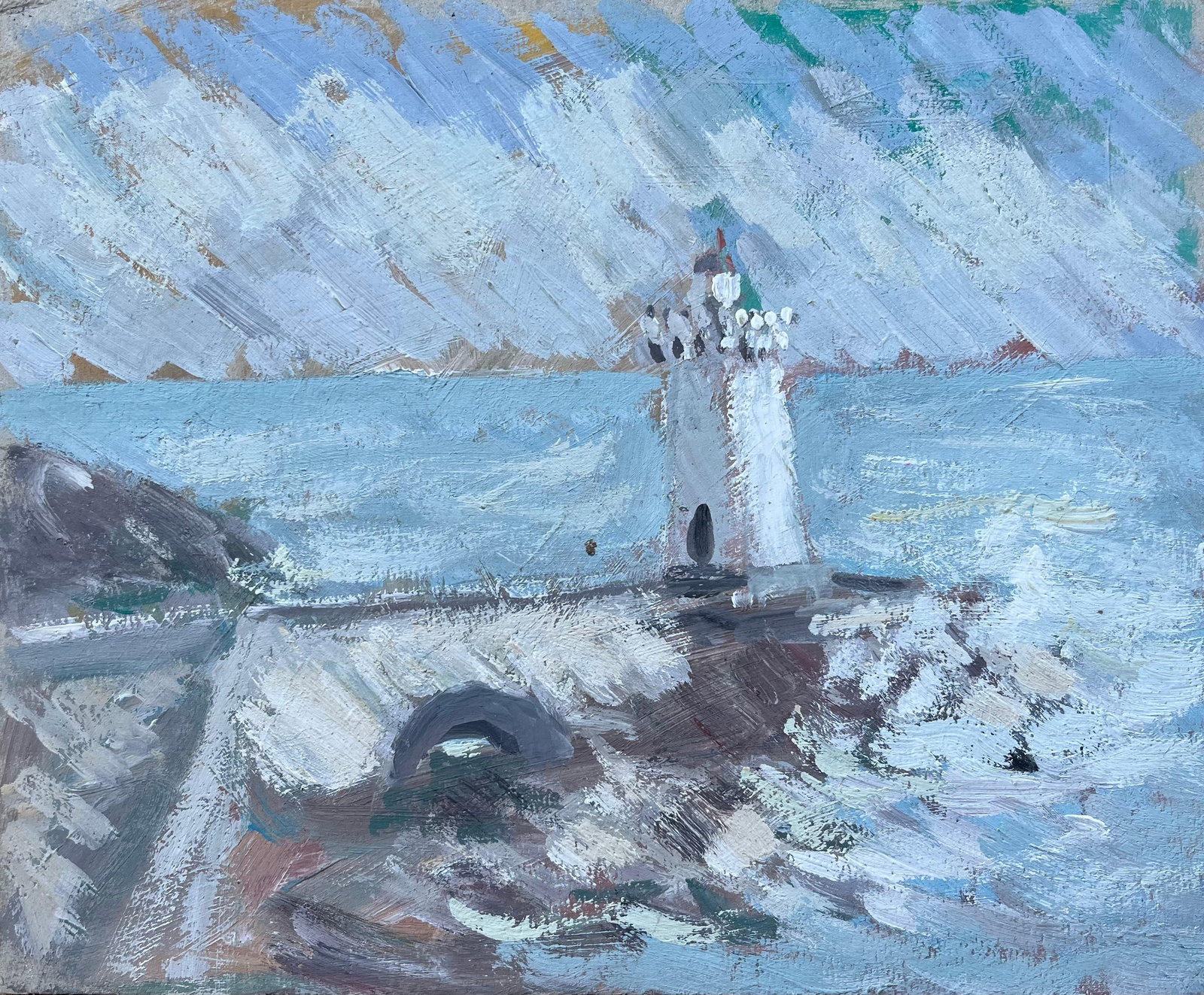 Fanch Lel; French Impressionist Oil Painting of Lighthouse and Stormy Coastline - 14