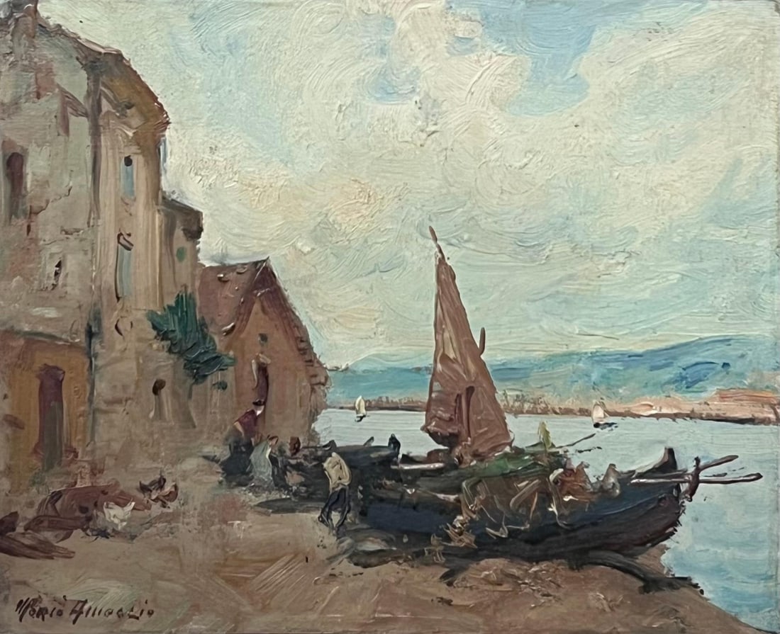 Merio Ameglio, 1897-1970; Vintage Impressionist Signed Oil Painting Martiques Harbor South of France - 7