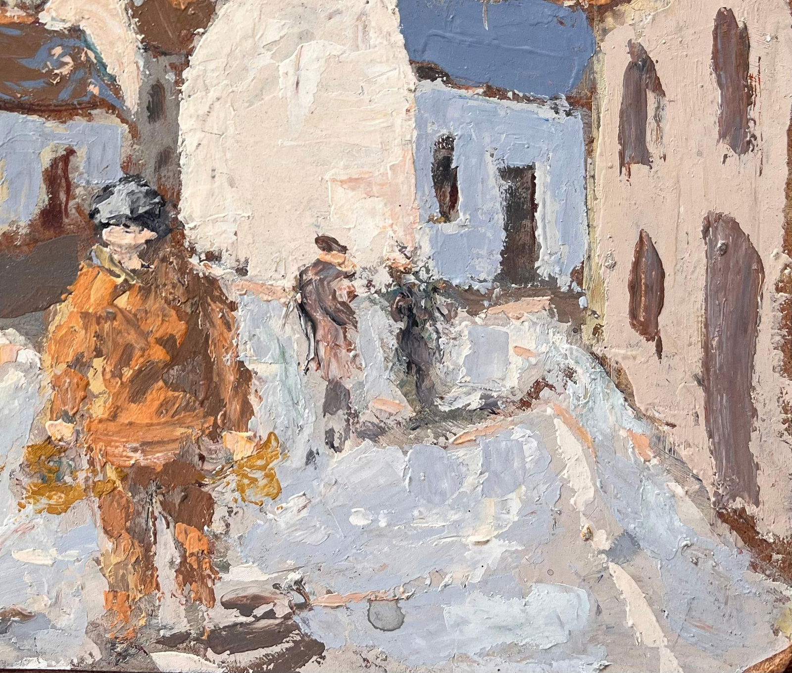 Fanch Lel; Impressionist French Village Street Scene with Figures and Bell Tower - 3