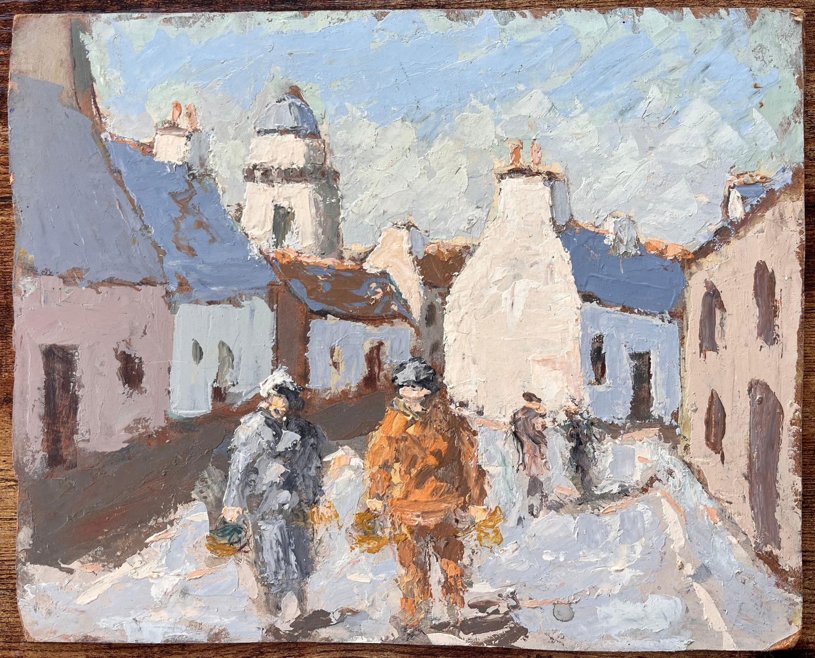 Fanch Lel; Impressionist French Village Street Scene with Figures and Bell Tower - 8