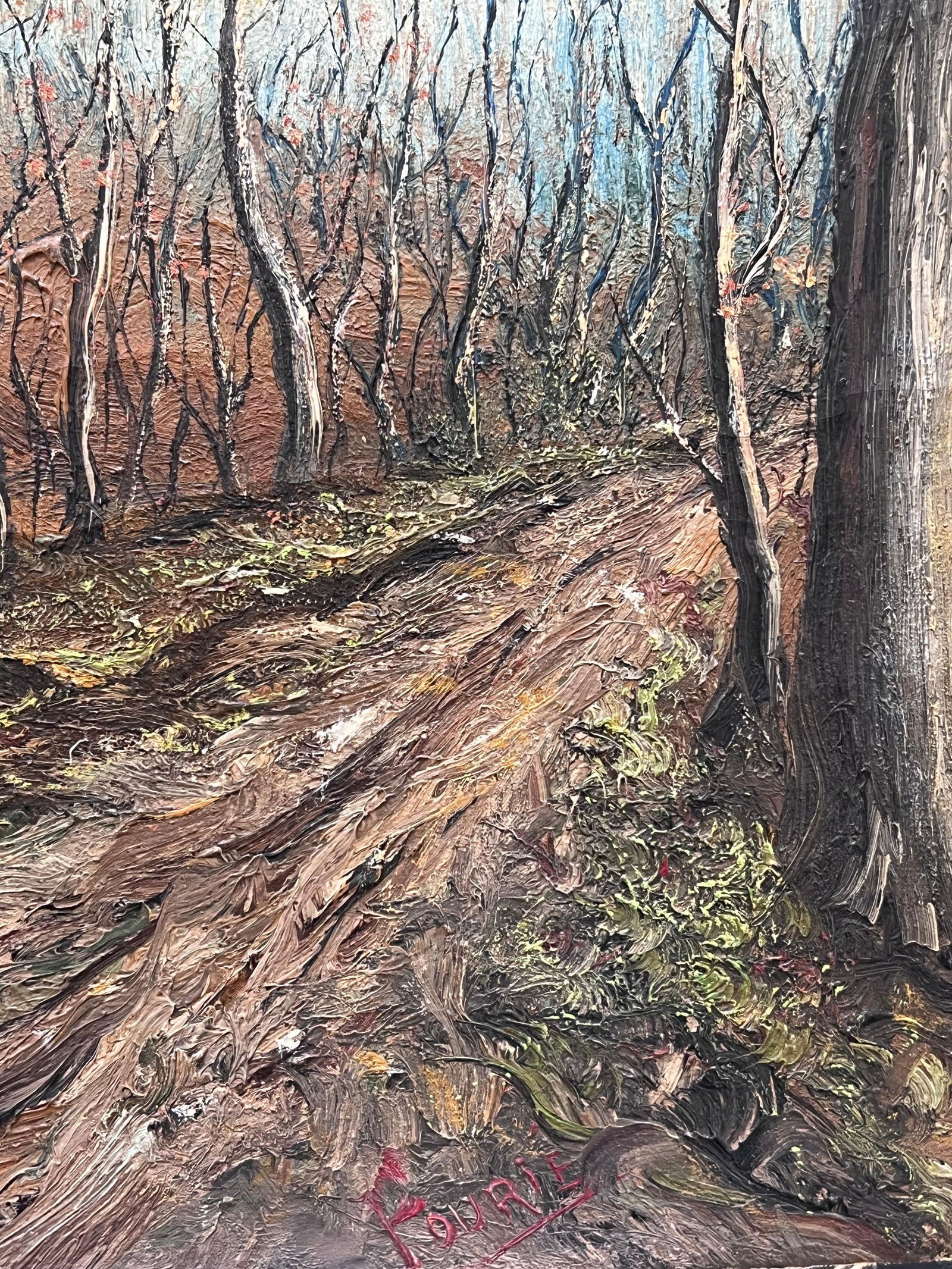 Jean Fourie; Bare Winter Trees In The Muddy Woodland Track Oil Landscape Painting - 9