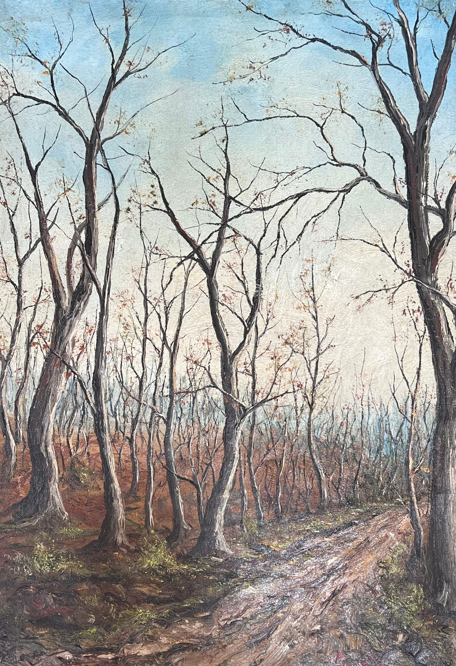 Jean Fourie; Bare Winter Trees In The Muddy Woodland Track Oil Landscape Painting - 4