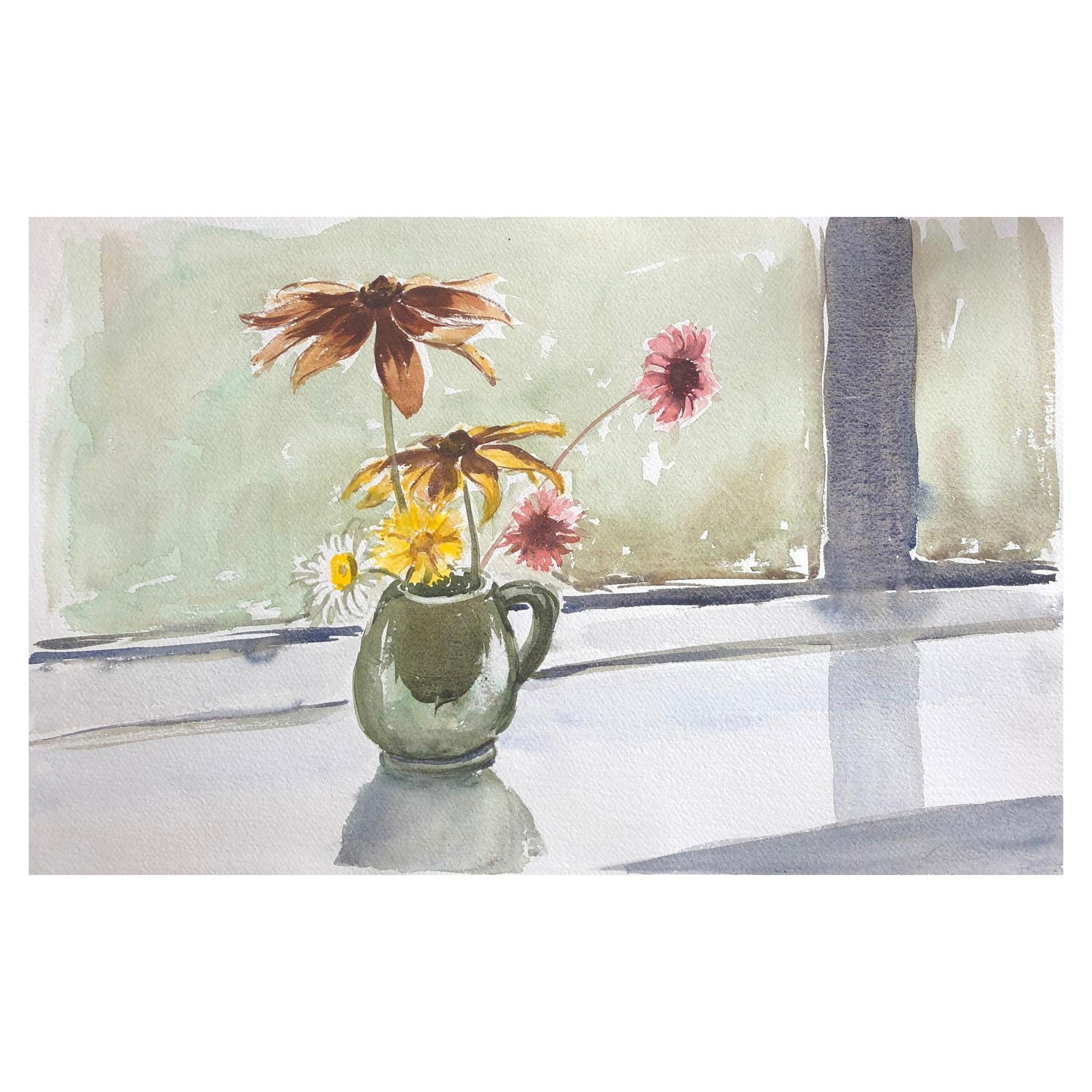 Vase of Flowers, Original British Watercolour Painting, circa 1970s - 2
