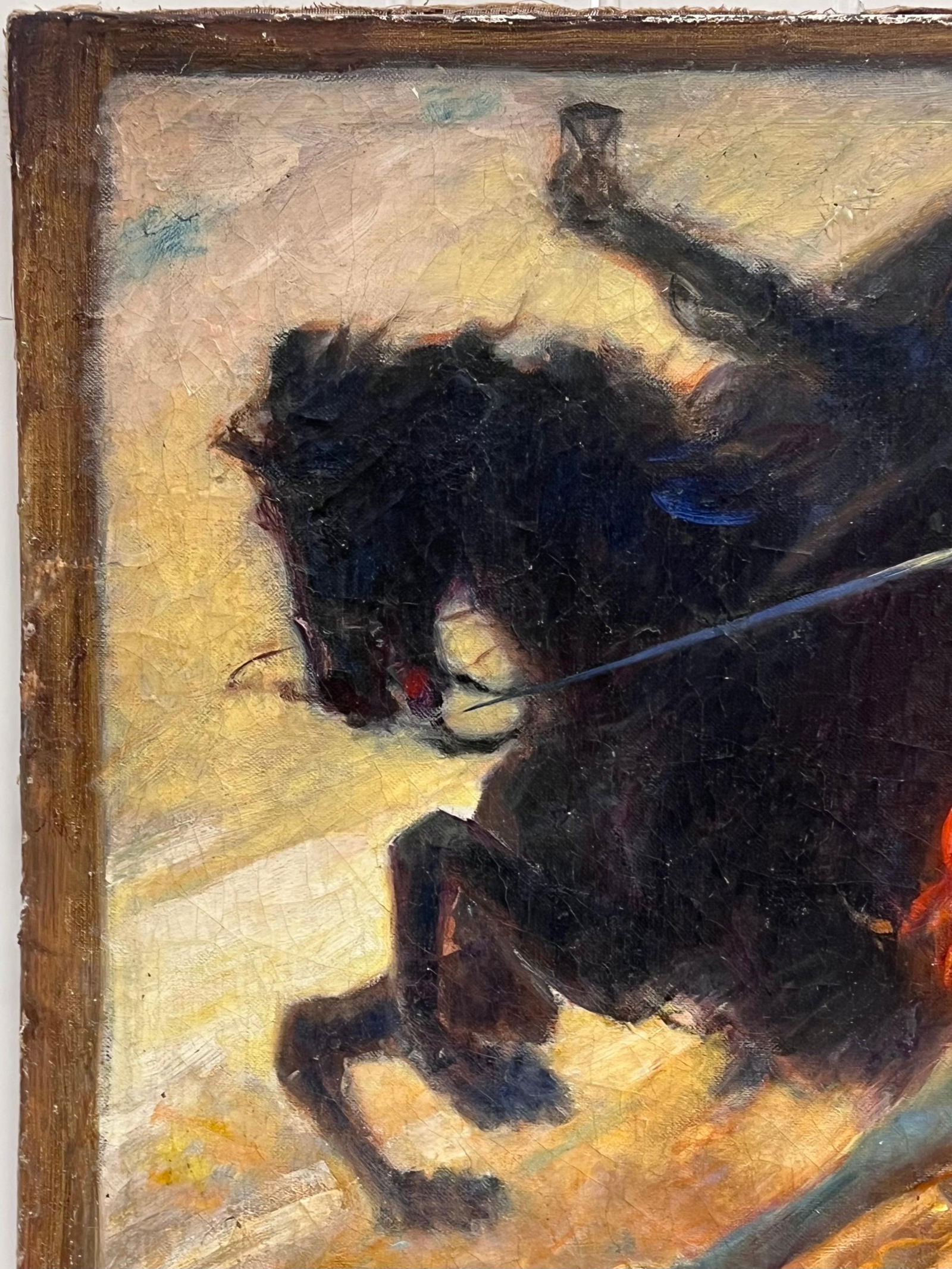 Large French Historical Antique Oil Painting Symbolist Work Classical Battle - 6