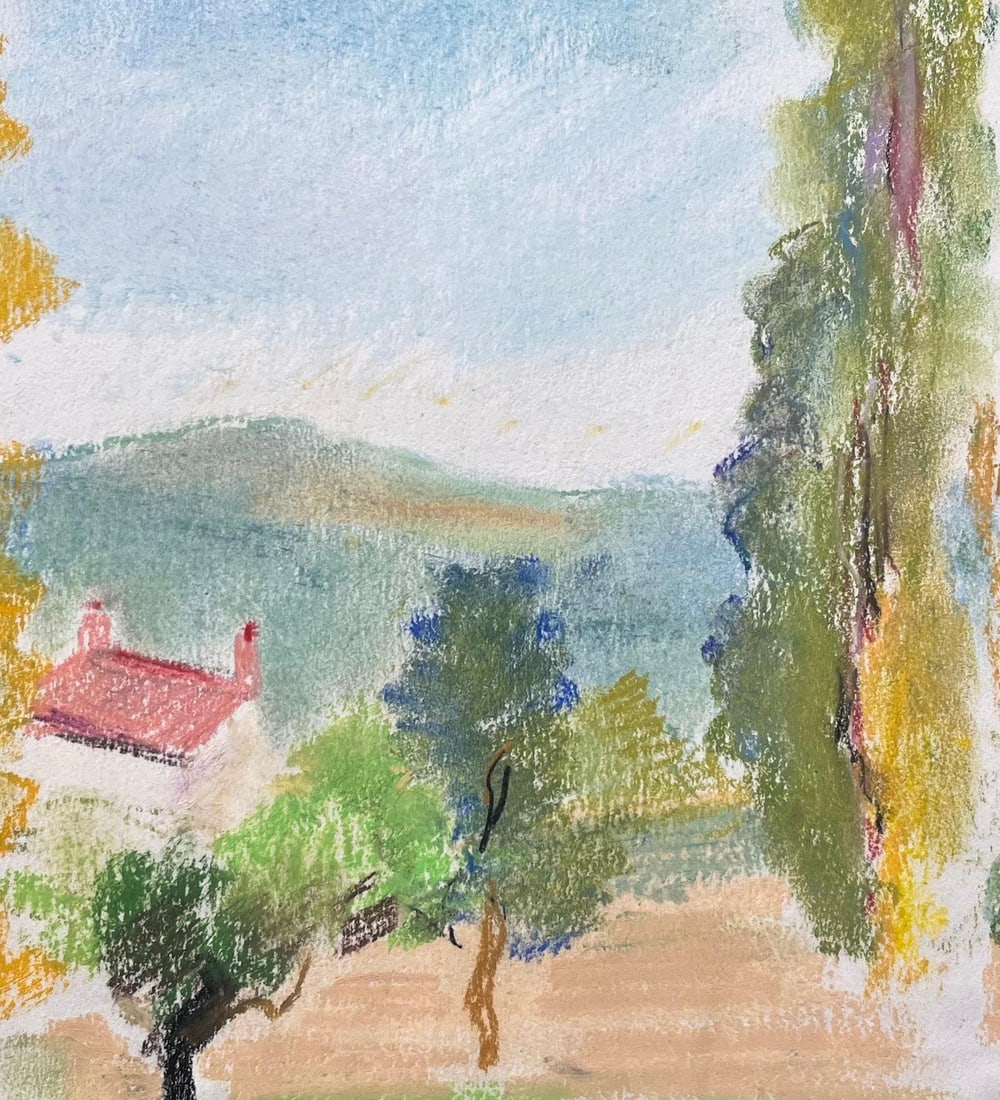 Anne Marie Migette Perard; Mid-20th Century Post-Impressionist Pastel Landscape of La Bourboule - 10