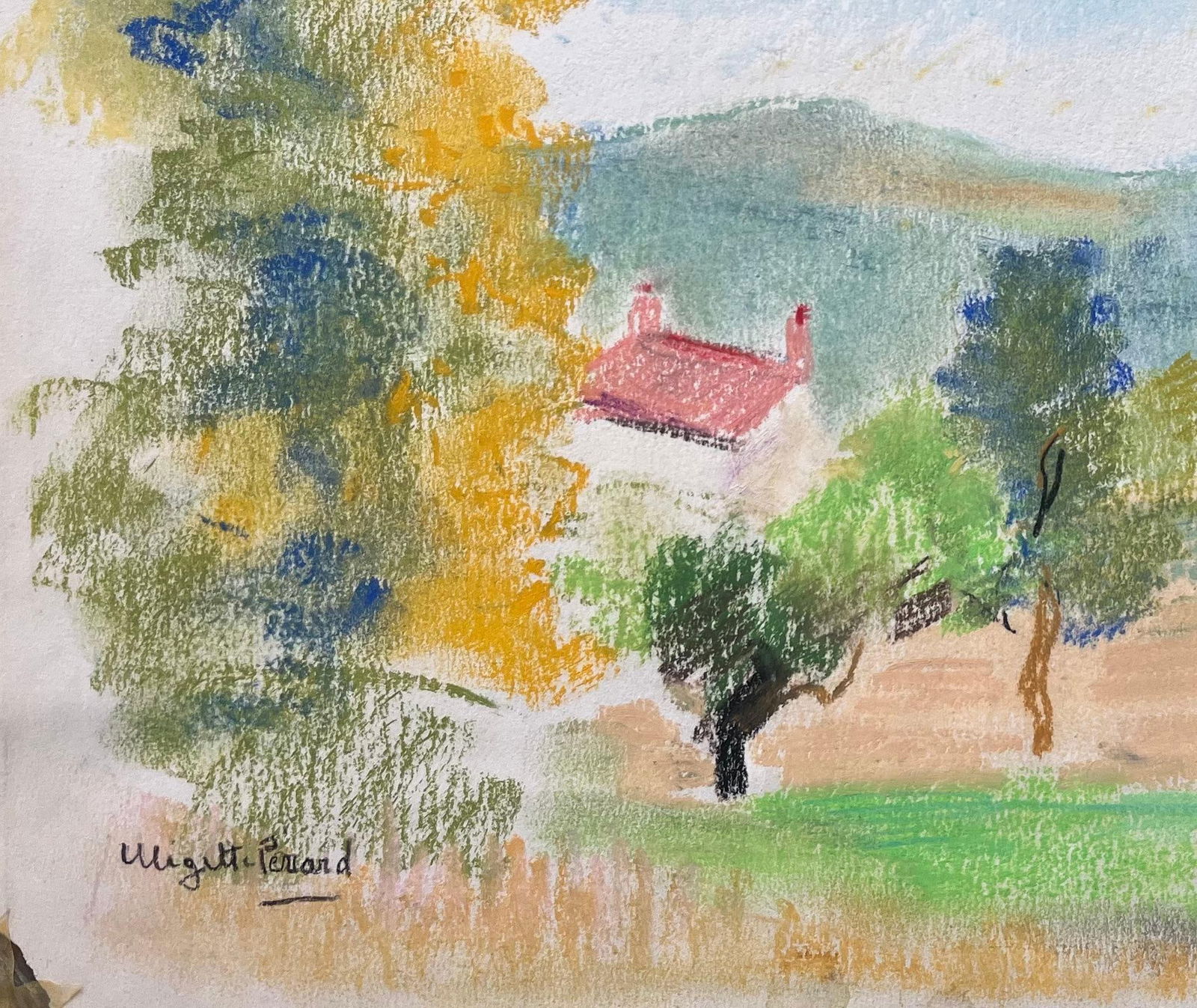 Anne Marie Migette Perard; Mid-20th Century Post-Impressionist Pastel Landscape of La Bourboule - 6