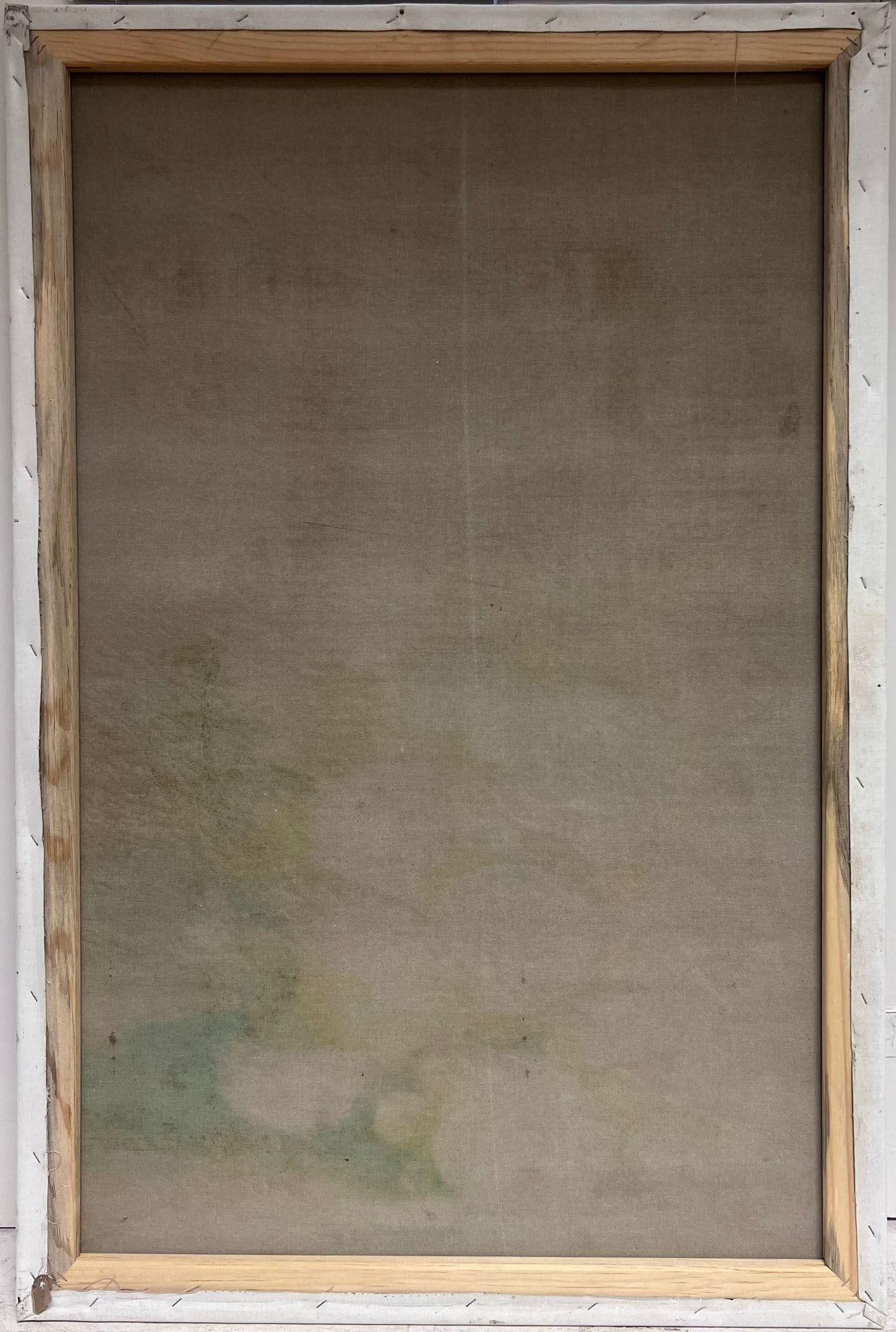 Continental School; Blushing Roses in a Golden Vase Still Life Large Scale Classical Oil Painting - 11