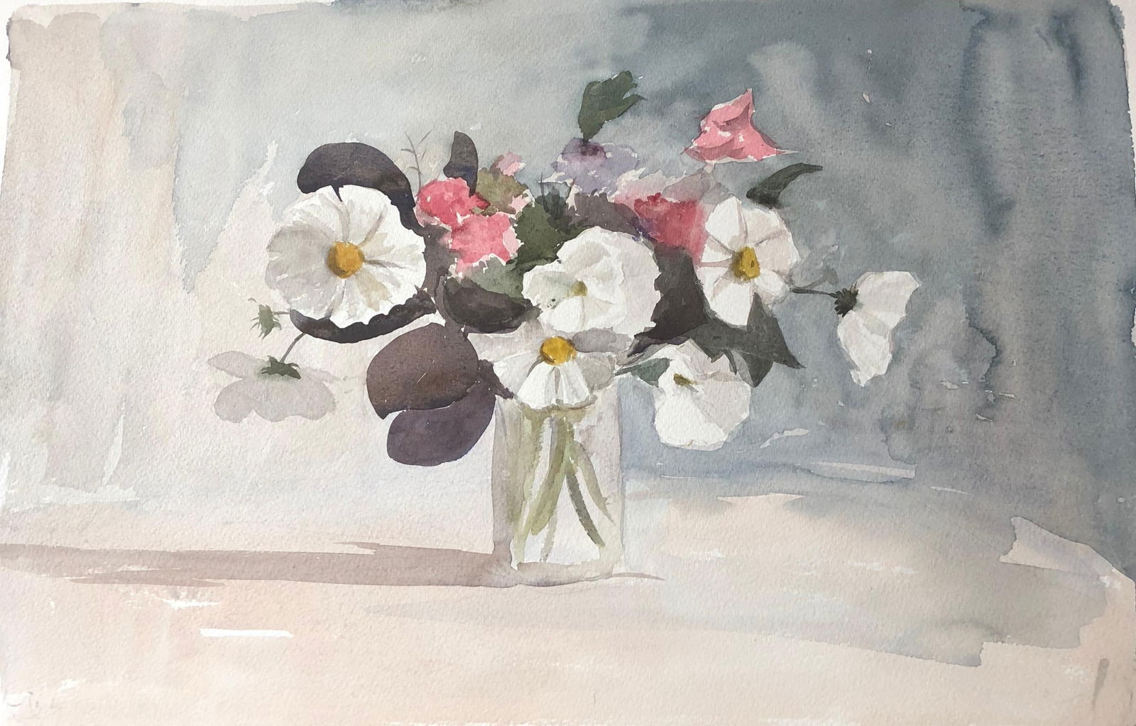 Vase of Flowers, Original British Watercolour Painting, circa 1970s - 7