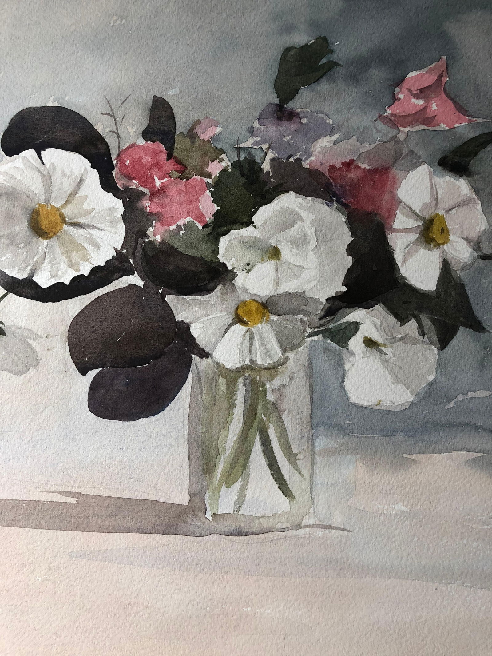 Vase of Flowers, Original British Watercolour Painting, circa 1970s - 5