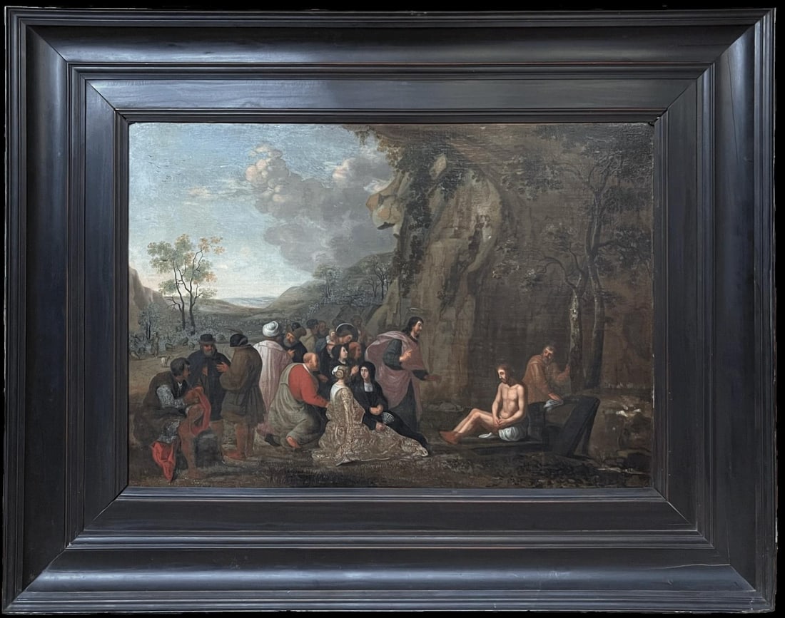 Flemish Old Master; Large 17th Century Flemish Old Master Oil Painting Resurrection of Lazarus - 4