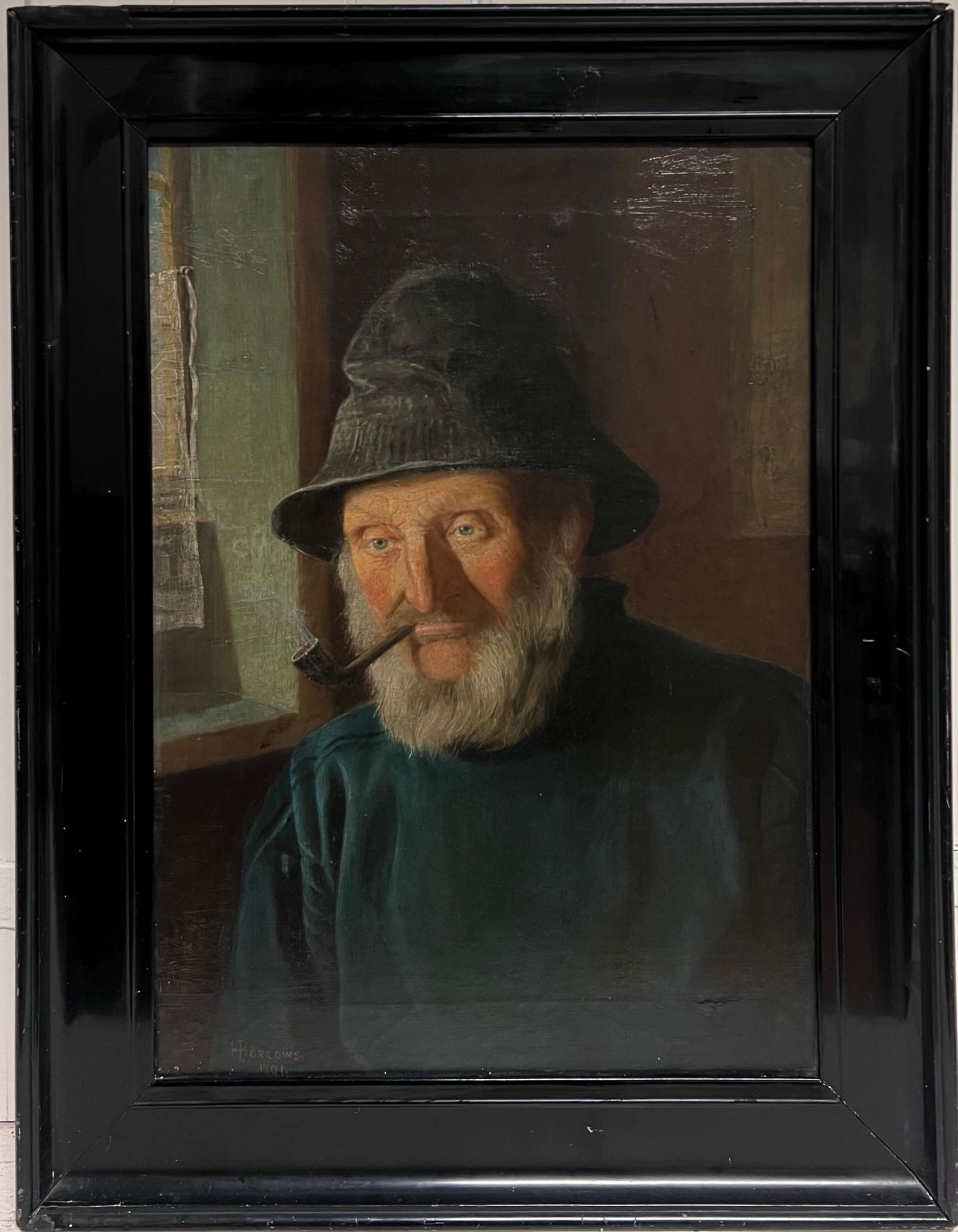 Henry Borrows; 1890's Portrait Painting of Whitby Fisherman in Yorkshire England Large Oil, 1891 - 10