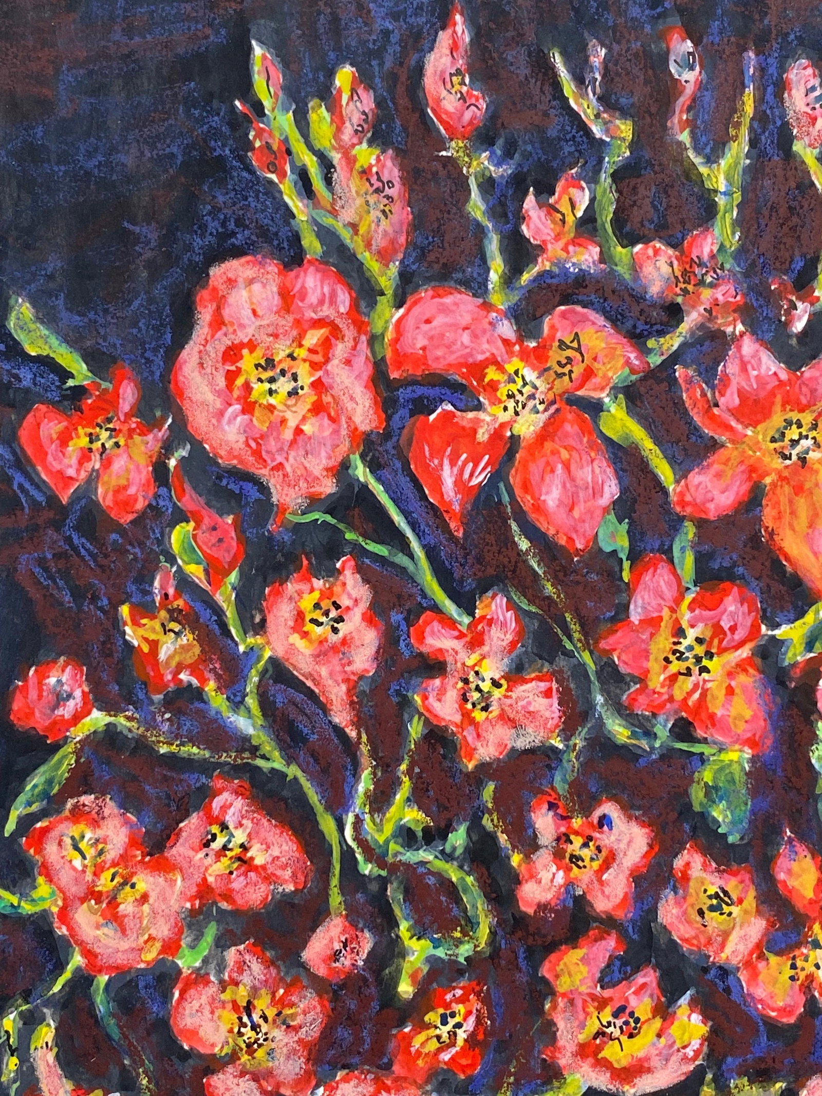 1950's French Modernist/ Cubist Signed Painting, Beautiful Flowers in Vase, 1950 - 8