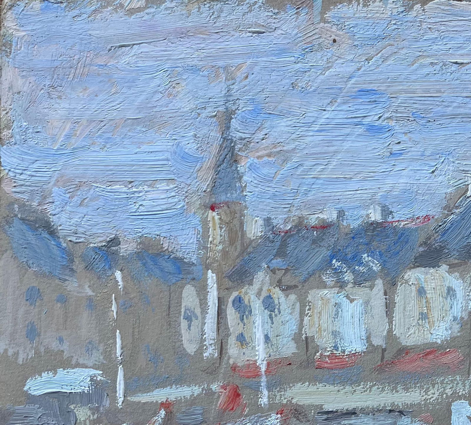 Fanch Lel; French Impressionist Oil Painting of Harbour Boats and Village Rooftops - 9