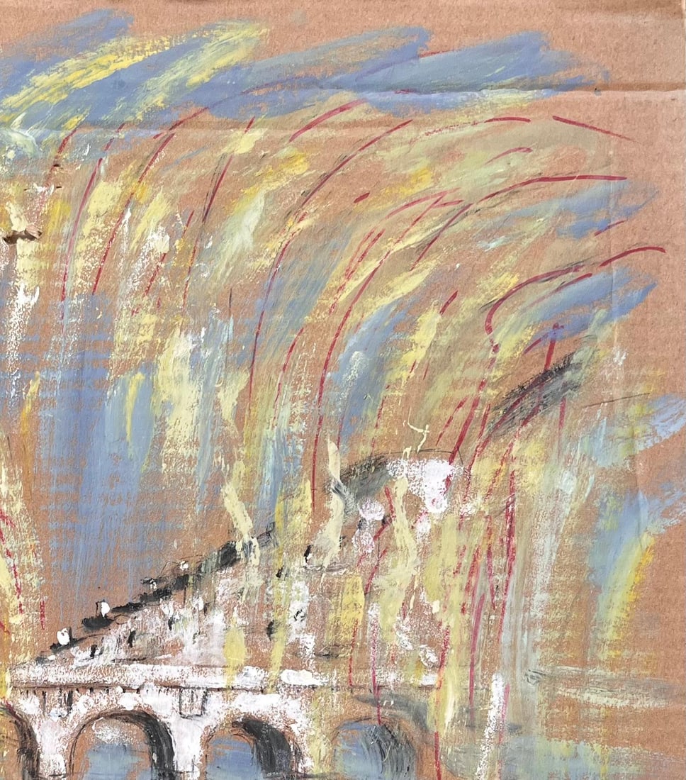 Fanch Lel; French Impressionist River Scene with Arched Bridge and Tree Lined Promenade - 8