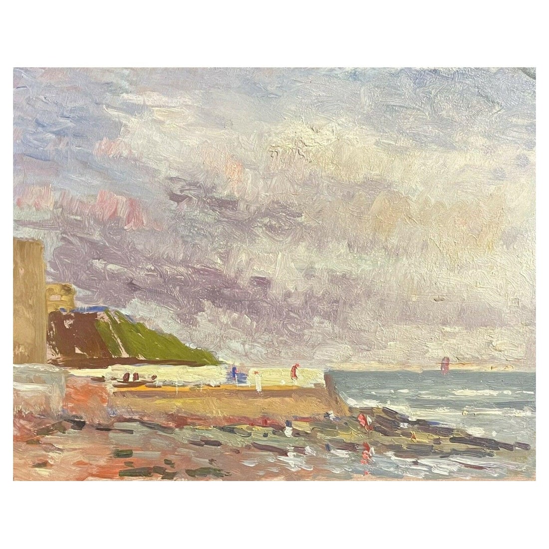 Maurice Mazeilie, French Impressionist Oil Ocean Beach Coastal View, 20th Century: Title: Maurice Mazeilie, French Impressionist Oil Ocean Beach Coastal View, 20th Century Description: Maggy Clarysse (1931-2011) oil on canvas, unframed 16 x 20 inches signed front and back condition: