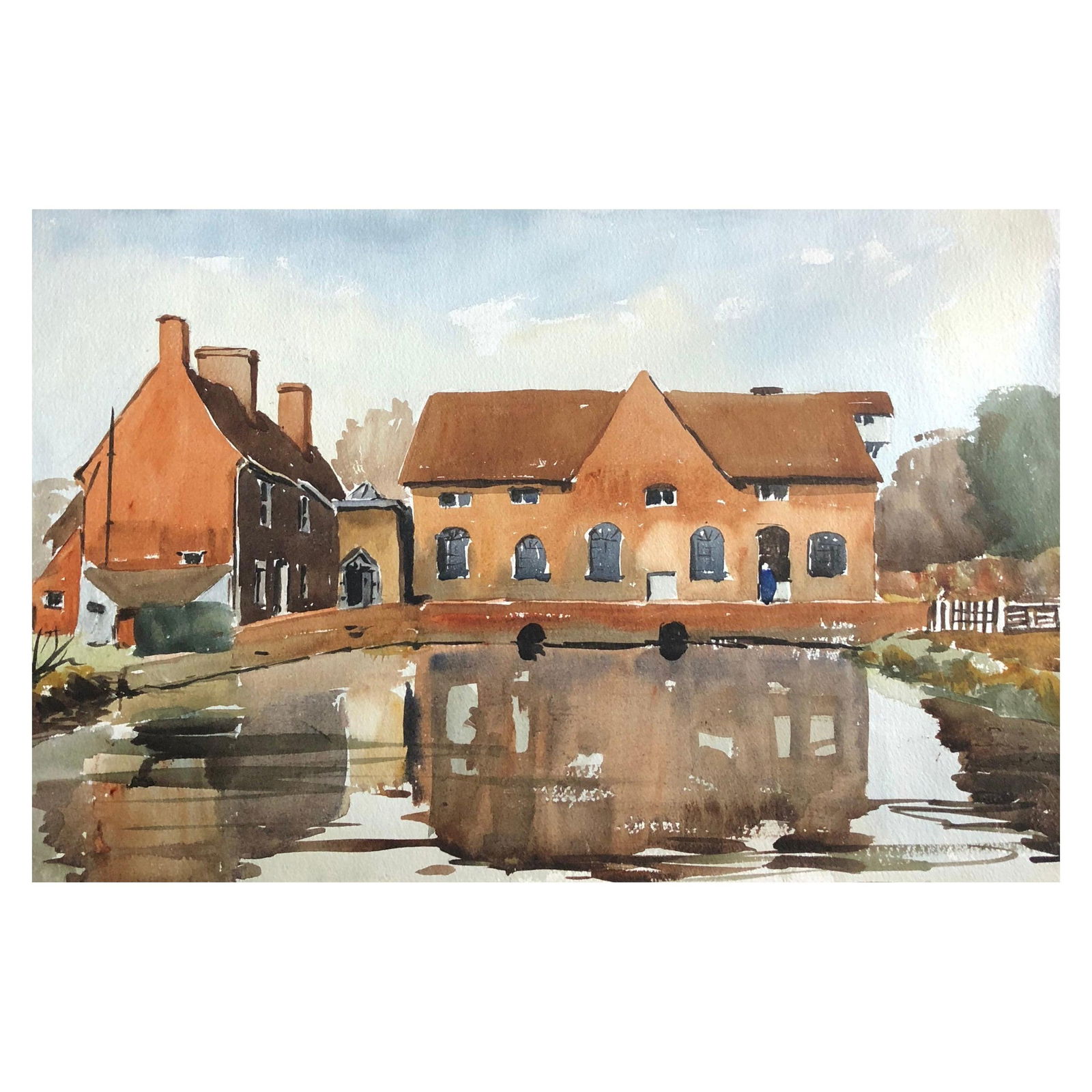 Trafford Mill, Original British Watercolour Painting, circa 1972 - 4
