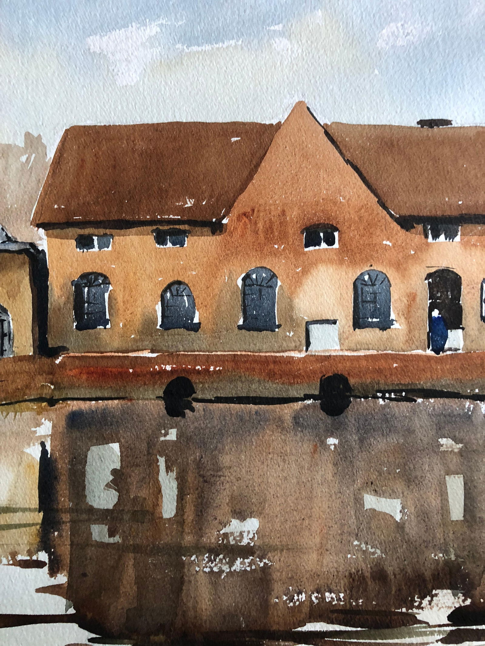 Trafford Mill, Original British Watercolour Painting, circa 1972 - 6