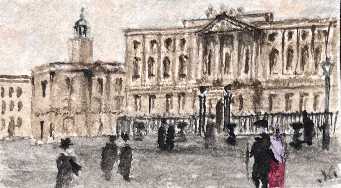 Jack Grunwell; Set of Six Miniature Watercolors of Historic Bristol Streets and Buildings - 10