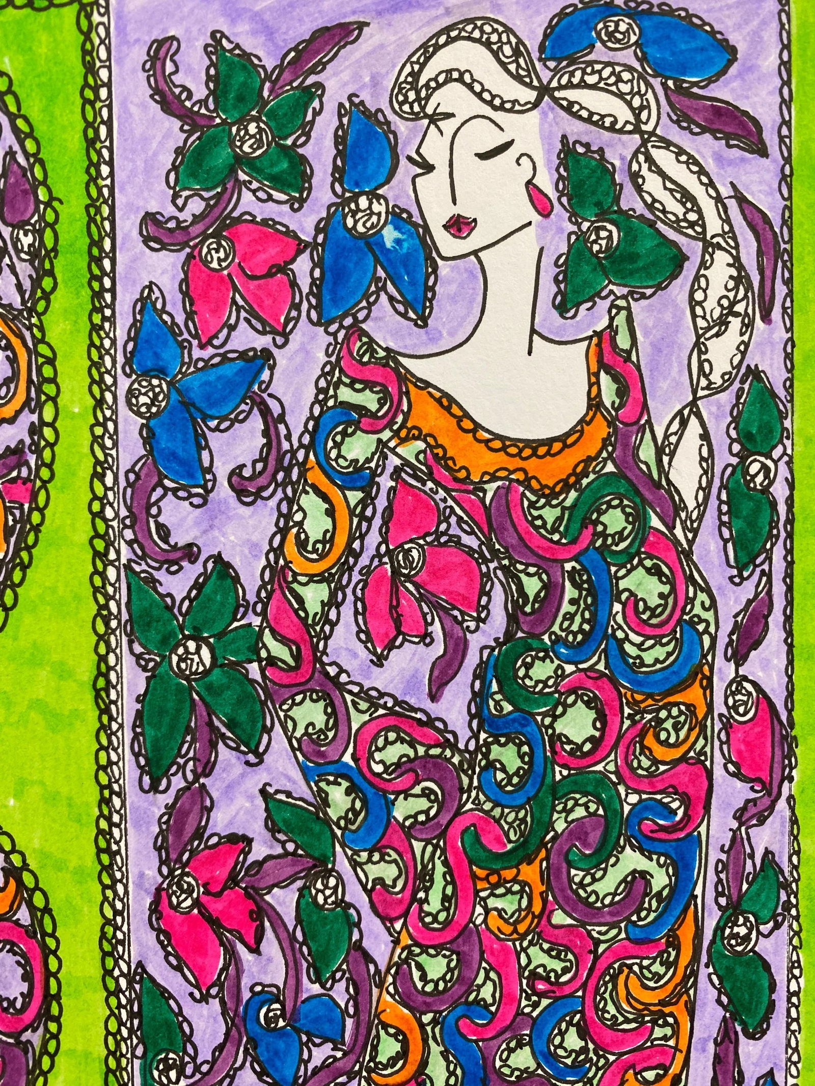 Original Fashion Design Illustration Watercolor Painting Laura Ashley Designer, circa 2000s - 3