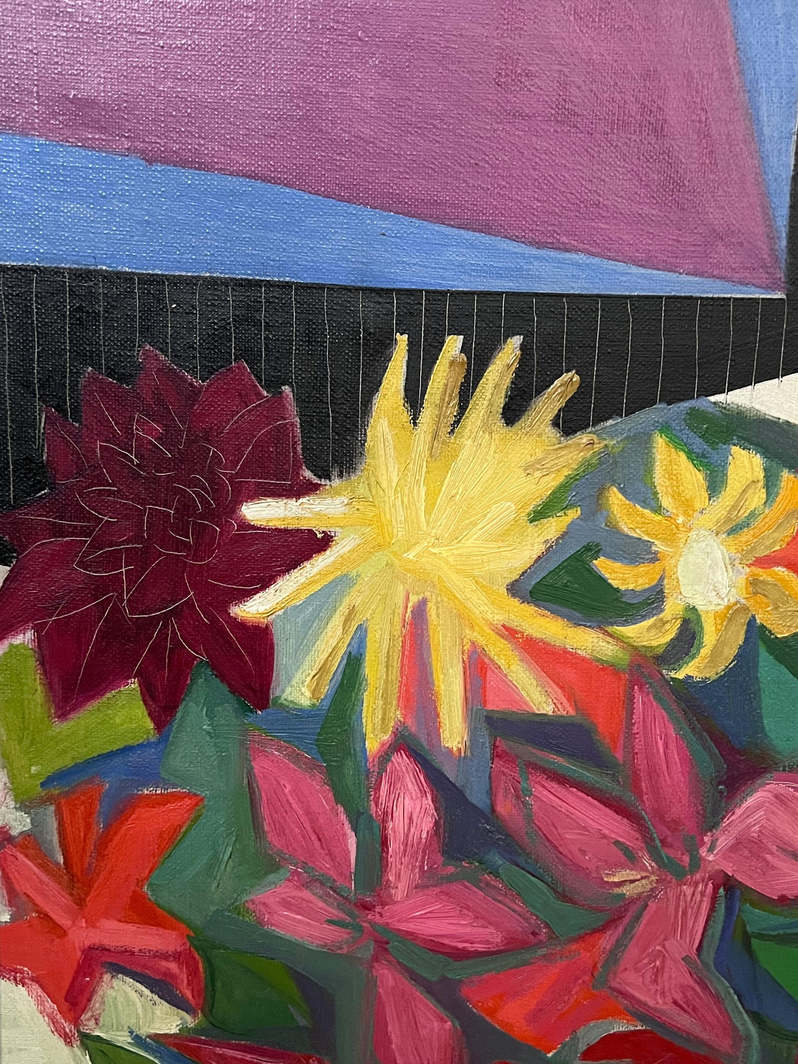 M. Peiffer; 1940s French Fauvist Modernist Still Life Flowers on Table Interior Oil Painting, 1946 - 11