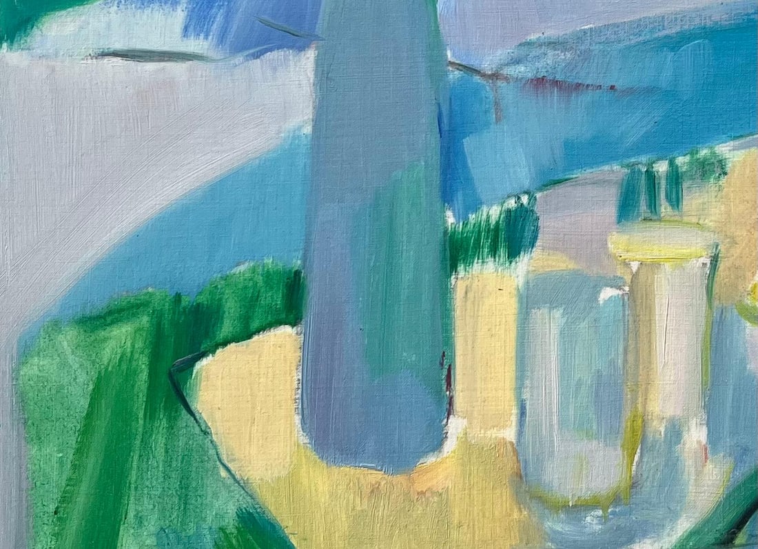 Roland Pichard; Original Oil Painting of a Vibrant Still Life with Lemons and Bottle - 6