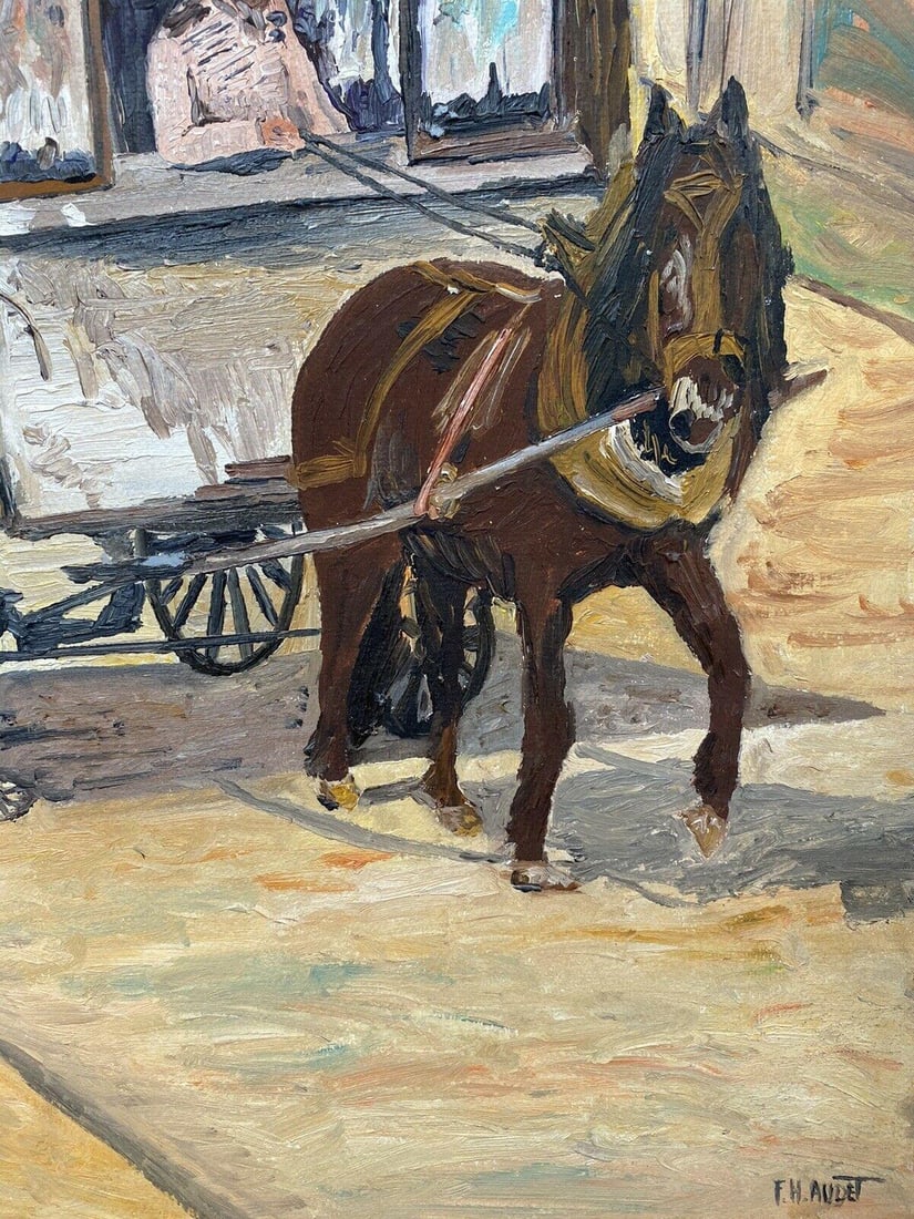 Fernand Audet French Impressionist Oil, Horse Towing Caravan, Mid-20th Century - 6