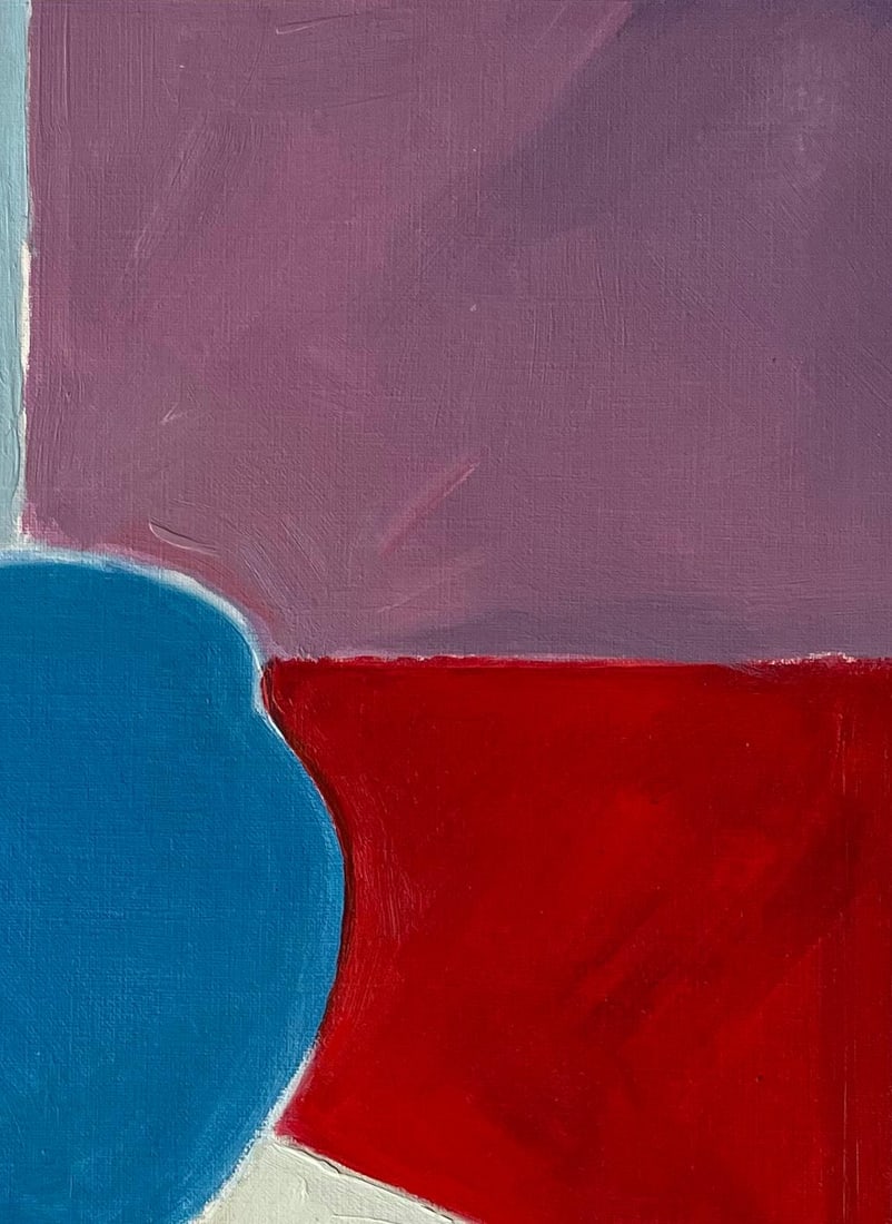 Roland Pichard; Original Oil Painting of Blue Vase, Brown Bowl, and Eggs on a Table - 2