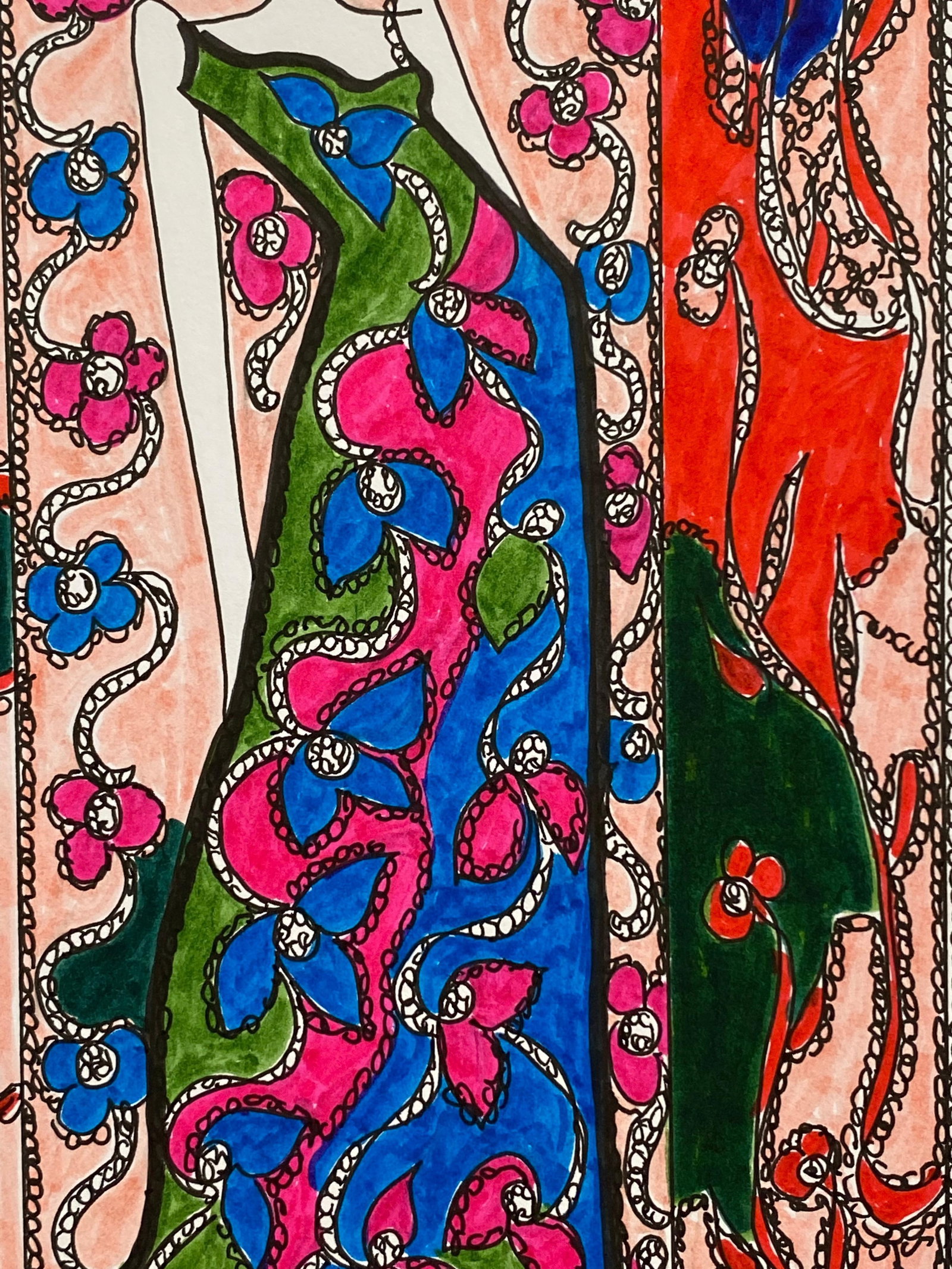 Original Fashion Design Illustration Watercolor Painting Laura Ashley Designer, circa 2000s - 15