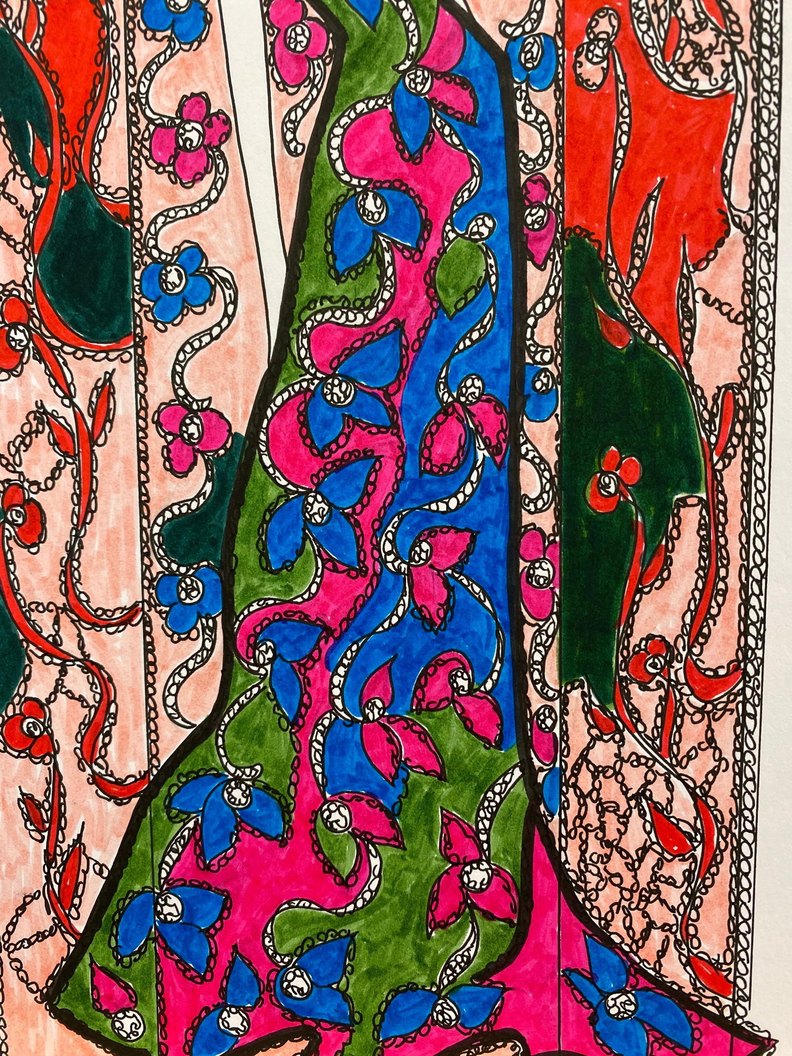 Original Fashion Design Illustration Watercolor Painting Laura Ashley Designer, circa 2000s - 5