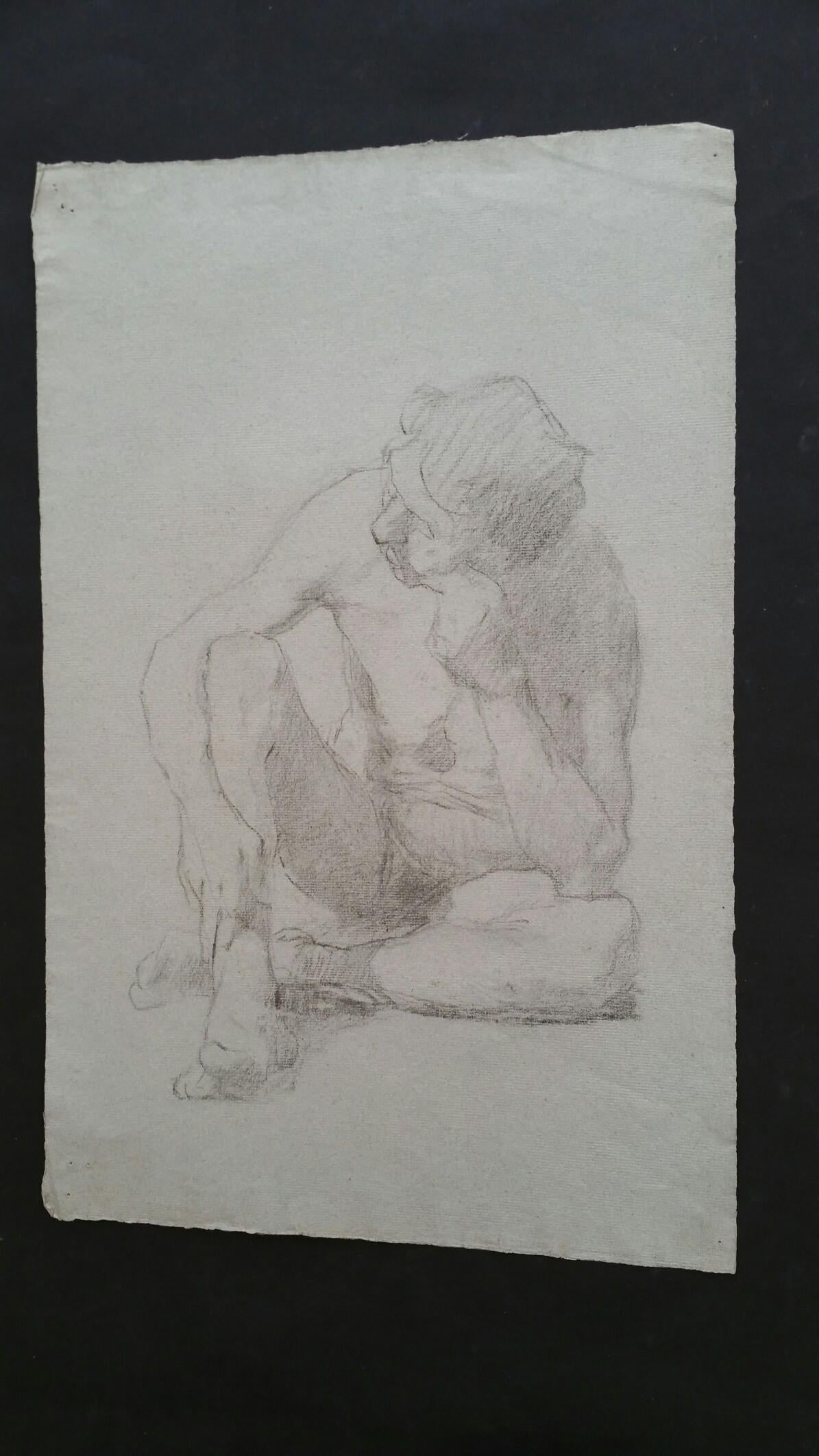 English Graphite Portrait Sketch of Male Figure, Seated, circa 1880-1905 - 12