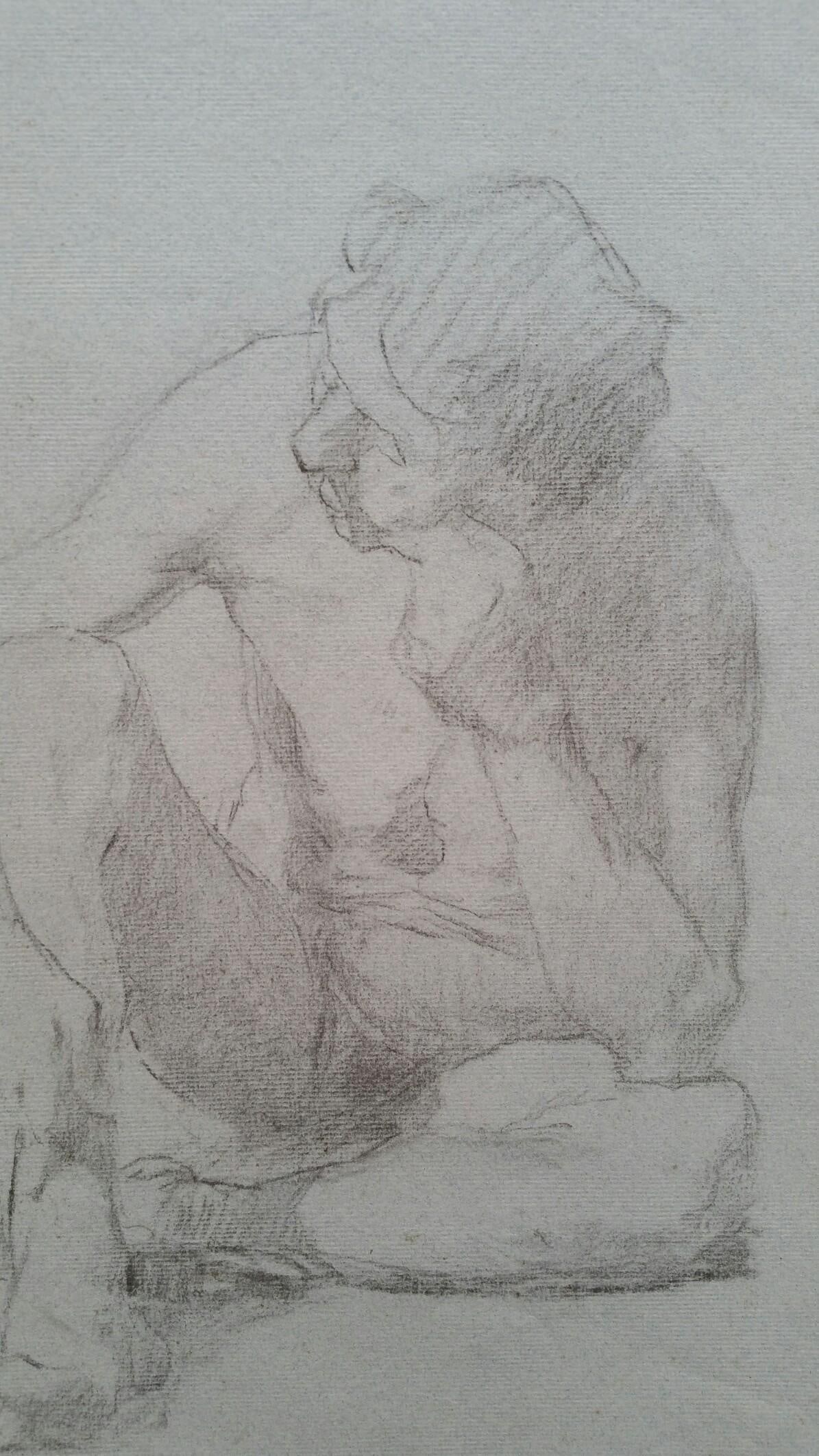 English Graphite Portrait Sketch of Male Figure, Seated, circa 1880-1905 - 6