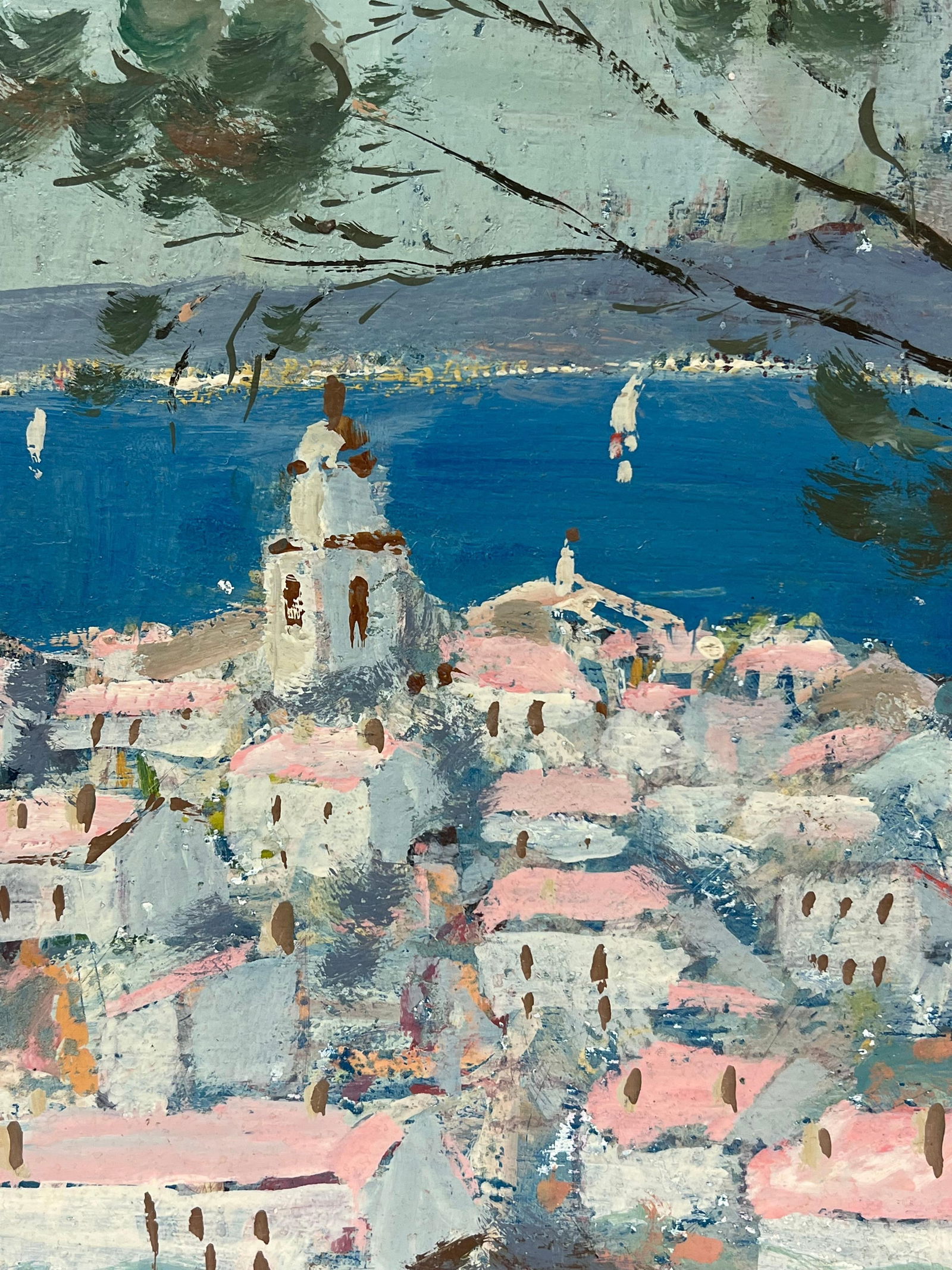 Fanch Lel; French Impressionist Provence Seaside Village with Sailboats on the Horizon, 1999 - 7