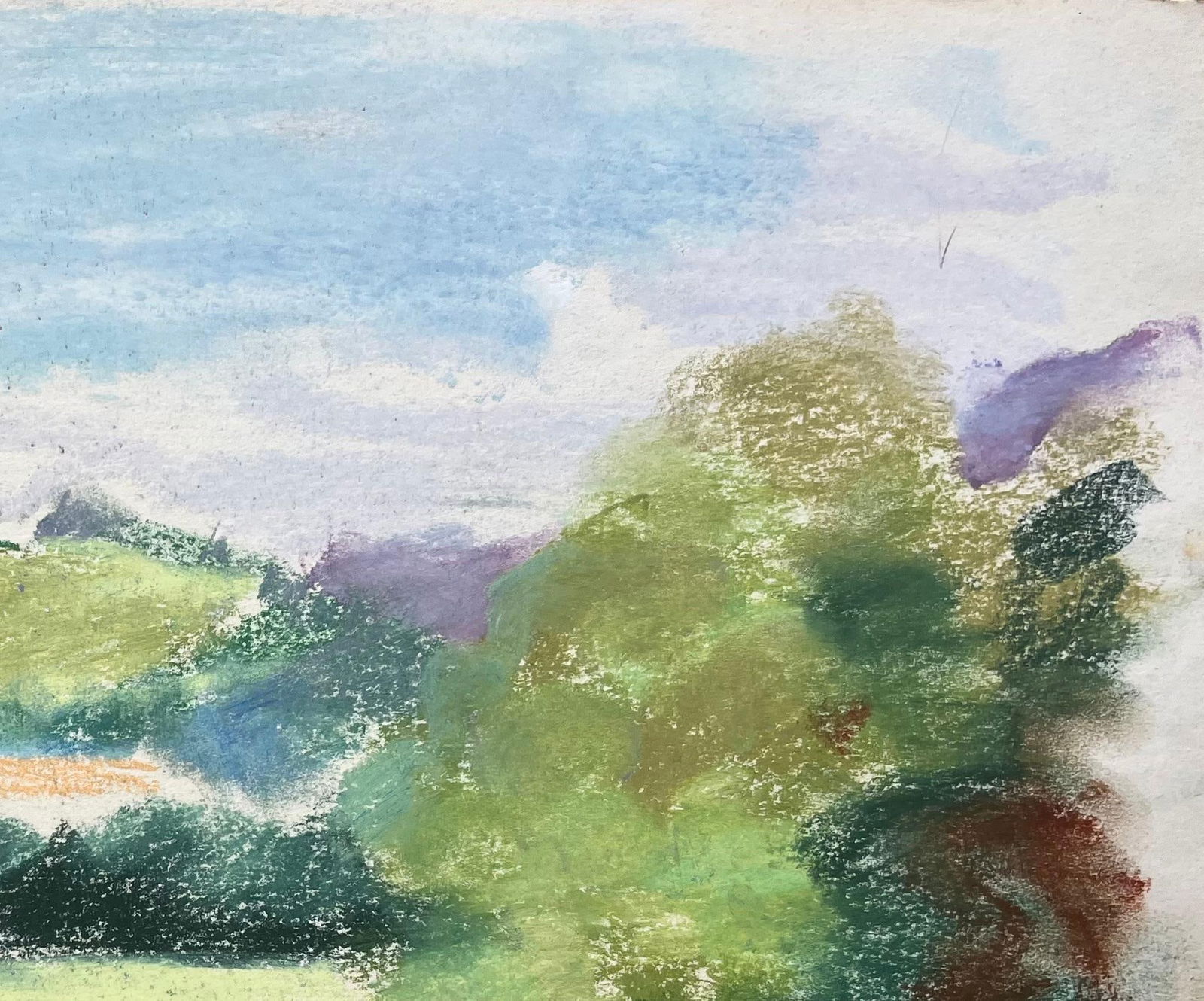 Anne Marie Migette Perard; Mid-20th Century French Pastel Landscape of Bethonvilliers Village in - 7