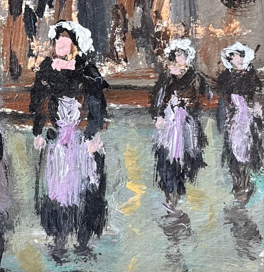 Fanch Lel; Impressionist Scene of Breton Churchgoers Leaving Mass in Traditional Dress, 2007 - 17