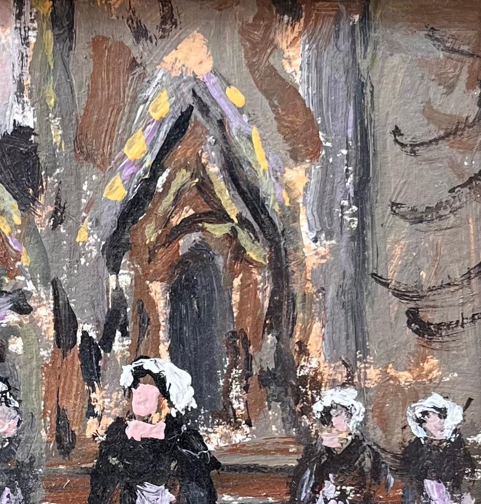 Fanch Lel; Impressionist Scene of Breton Churchgoers Leaving Mass in Traditional Dress, 2007 - 4