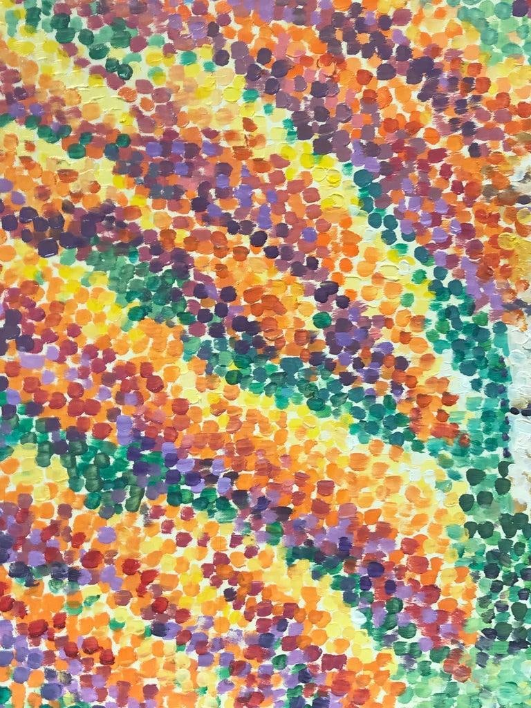 Bright & Colorful French Impressionist Oil Painting, Dotty Pathway Entrance, 2000 - 2