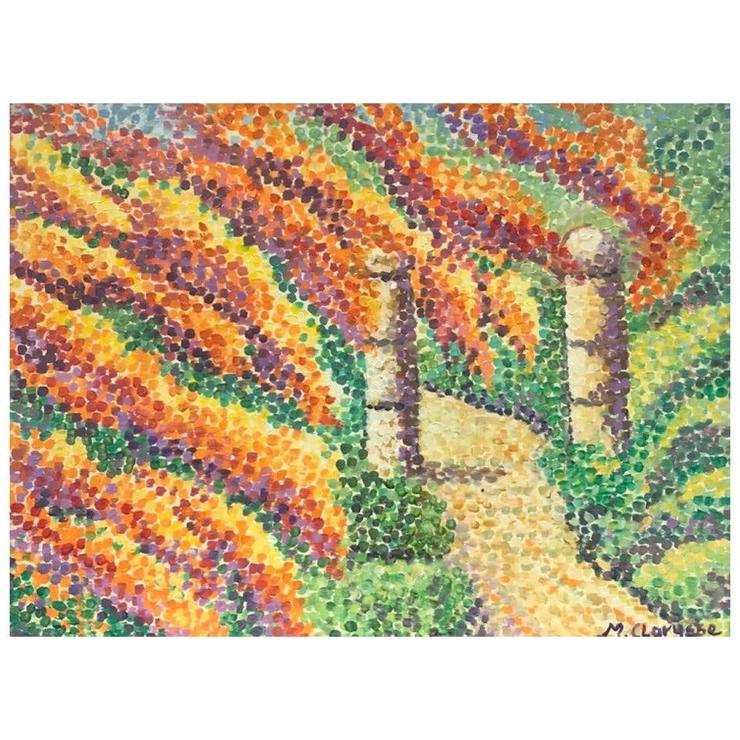 Bright & Colorful French Impressionist Oil Painting, Dotty Pathway Entrance, 2000 - 4