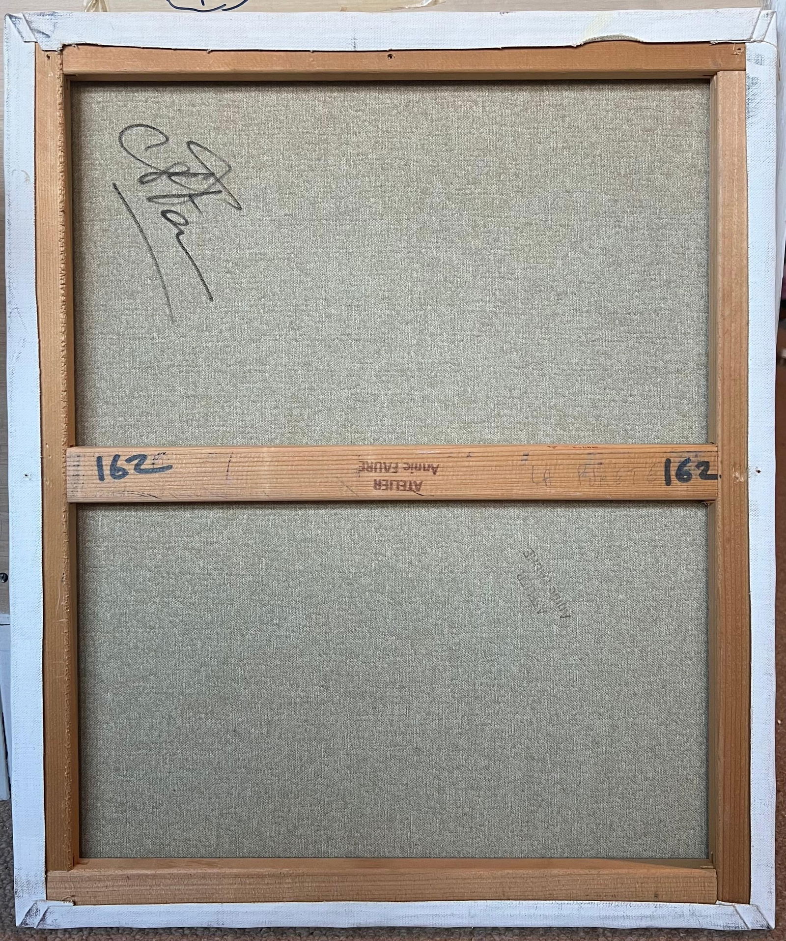 Annie Faure; Elegant Bride In Blue Sky Setting Holding a Lily 20th Century French Oil - 3