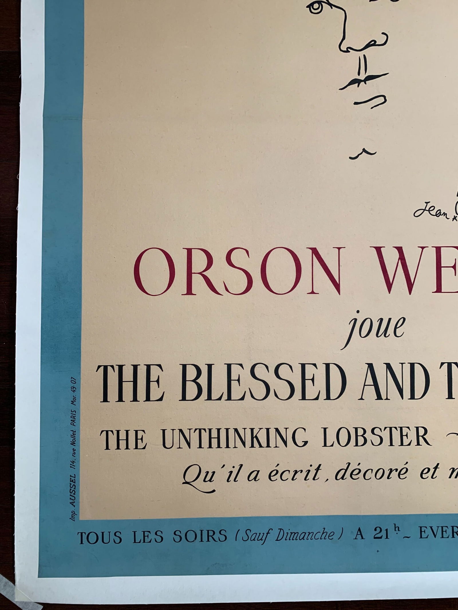 The Blessed and The Damned - Art by Cocteau (1950) 46x62.2 French Theater Poster LB - 5