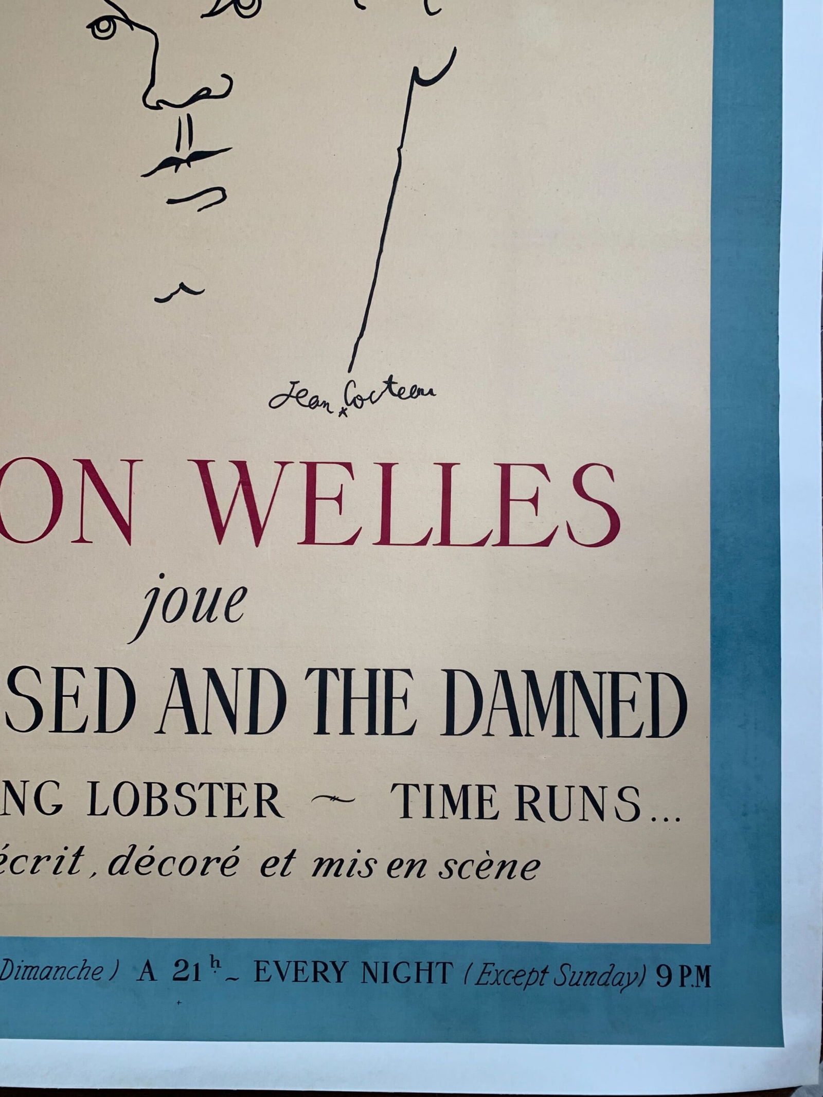 The Blessed and The Damned - Art by Cocteau (1950) 46x62.2 French Theater Poster LB - 6