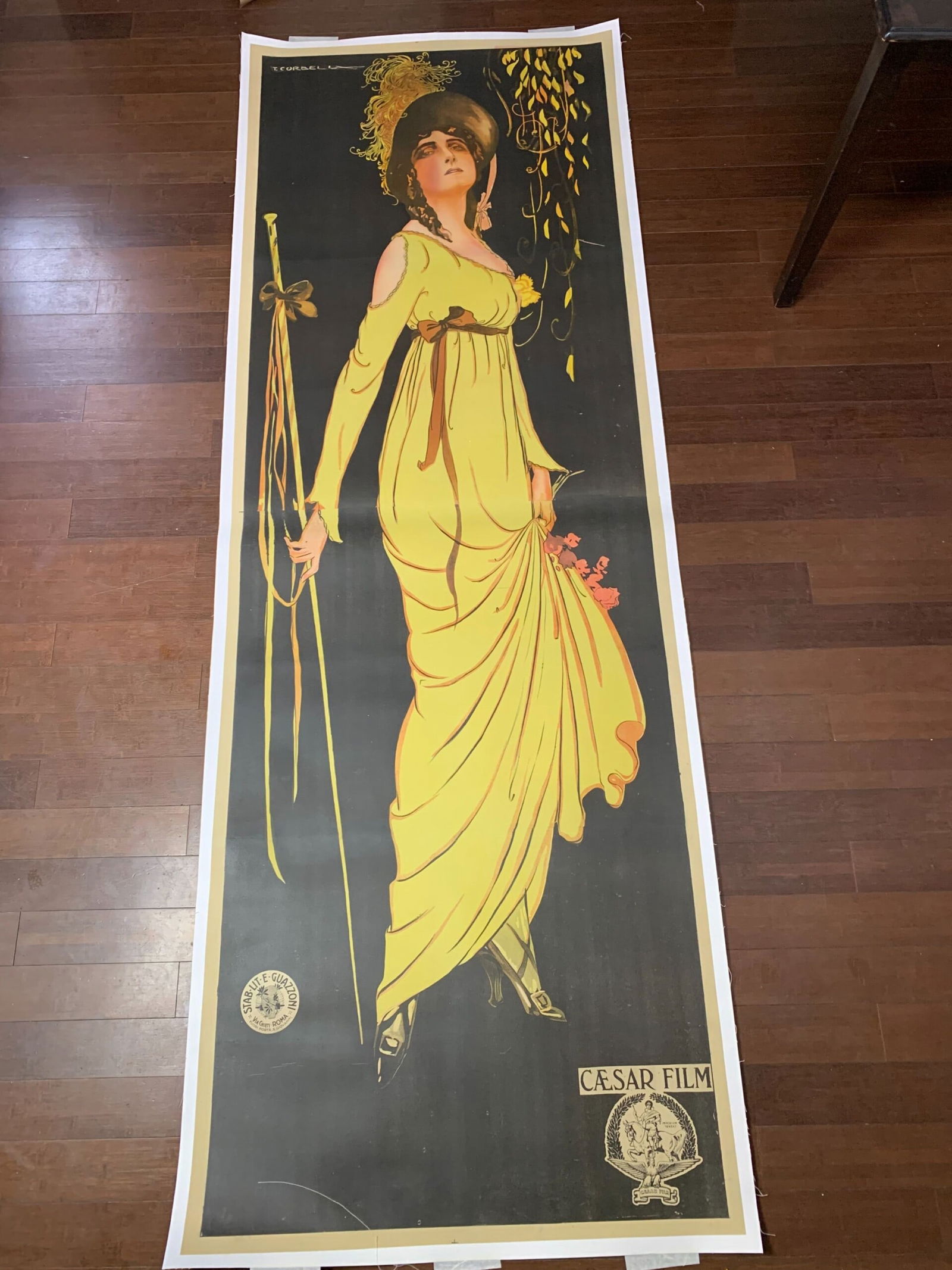 Tosca - Art by Tito Corbella (1918) 37x107 Italian Movie Poster LB - 2
