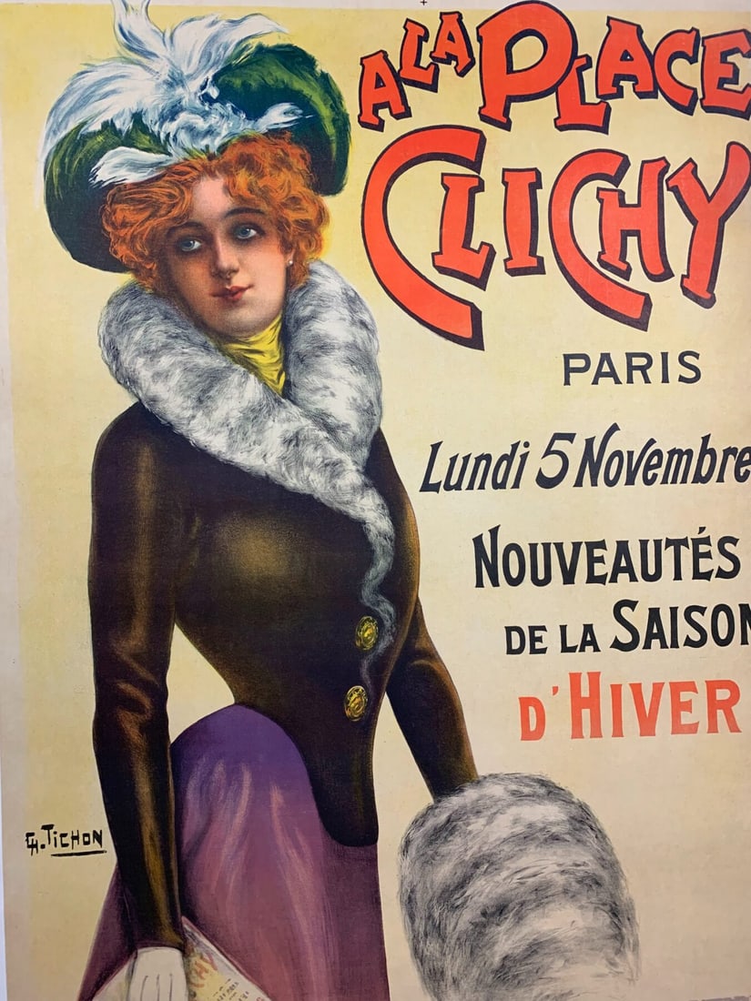 A La Place Clichy - Art By Charles Tichon (1898) 35.75x50.5 French Advertising Poster LB - 6