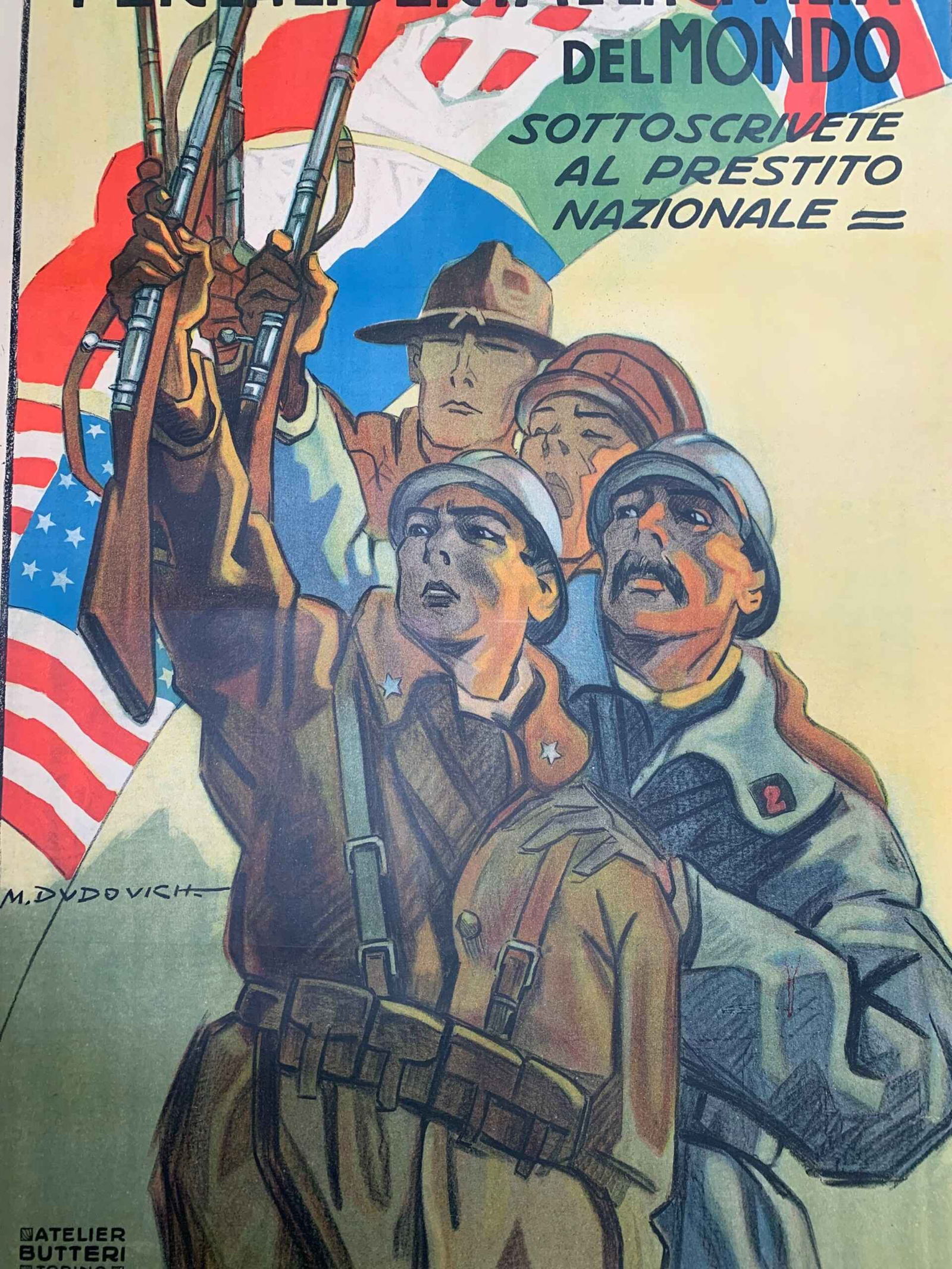 Per la Liberta e la Civalta - Art by Dudovich (1917) 39.25x54.25 Italian WWI Poster LB - 6