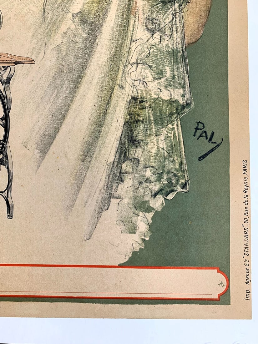 Standard Sewing Machine - Art By Pal (1900) 24.5x31 French Advertising Poster LB - 4