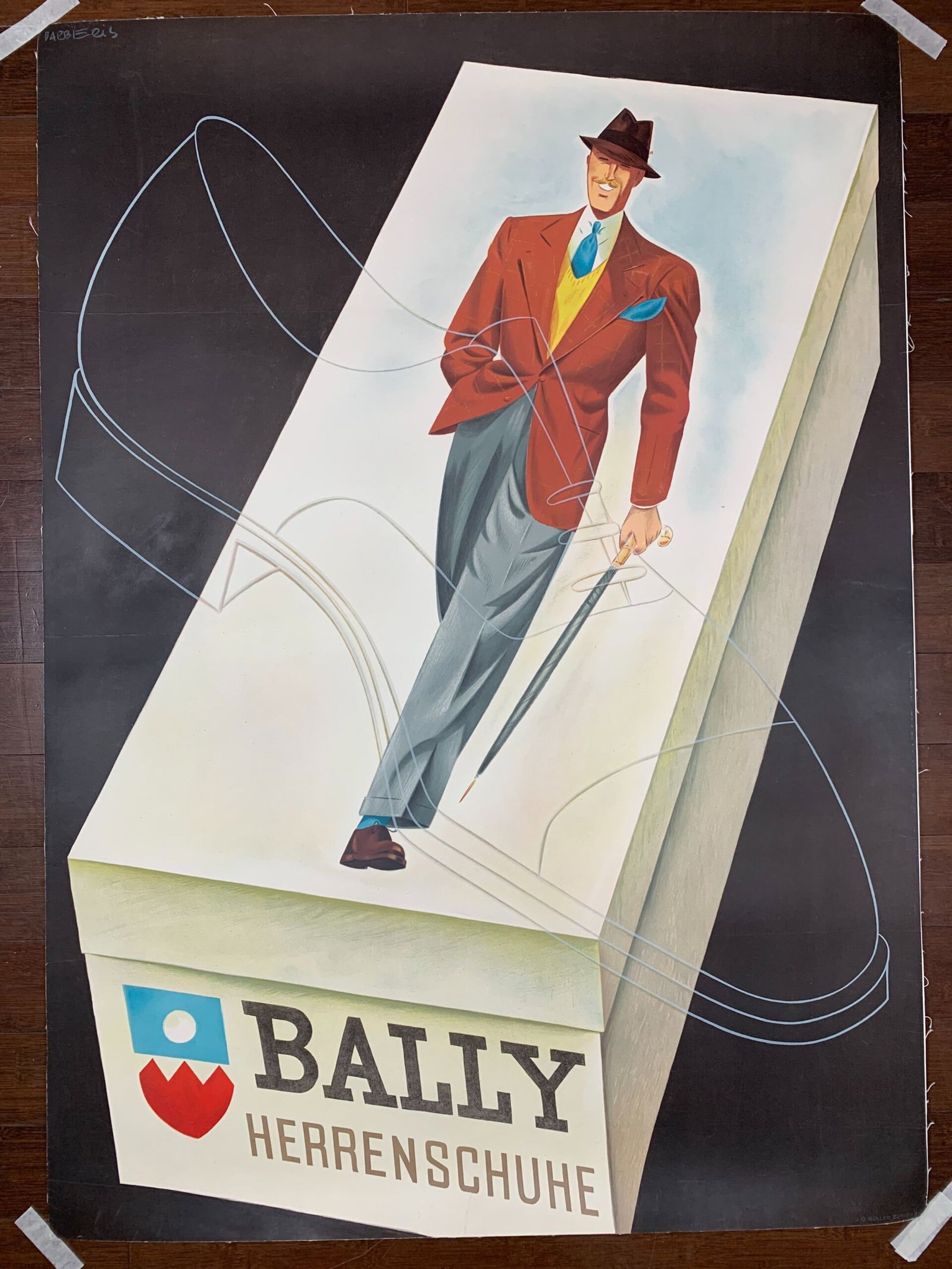 Bally Herrenschuhe - Art Barberis (1938) 39x50 German Advertising Poster LB (1 of 6)